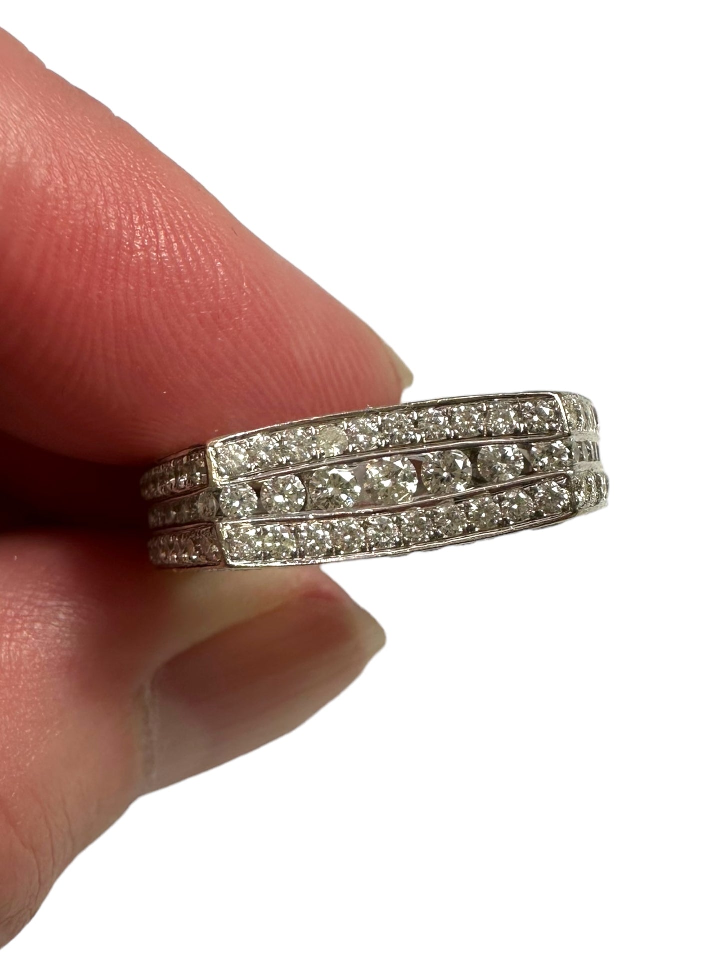 14k White Gold Geometric Diamond Ring