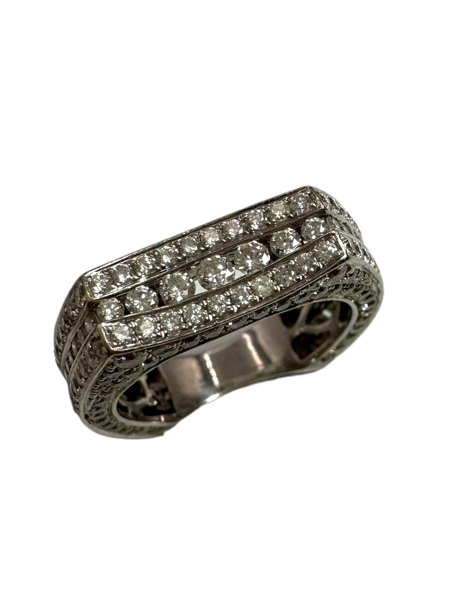 14k White Gold Geometric Diamond Ring