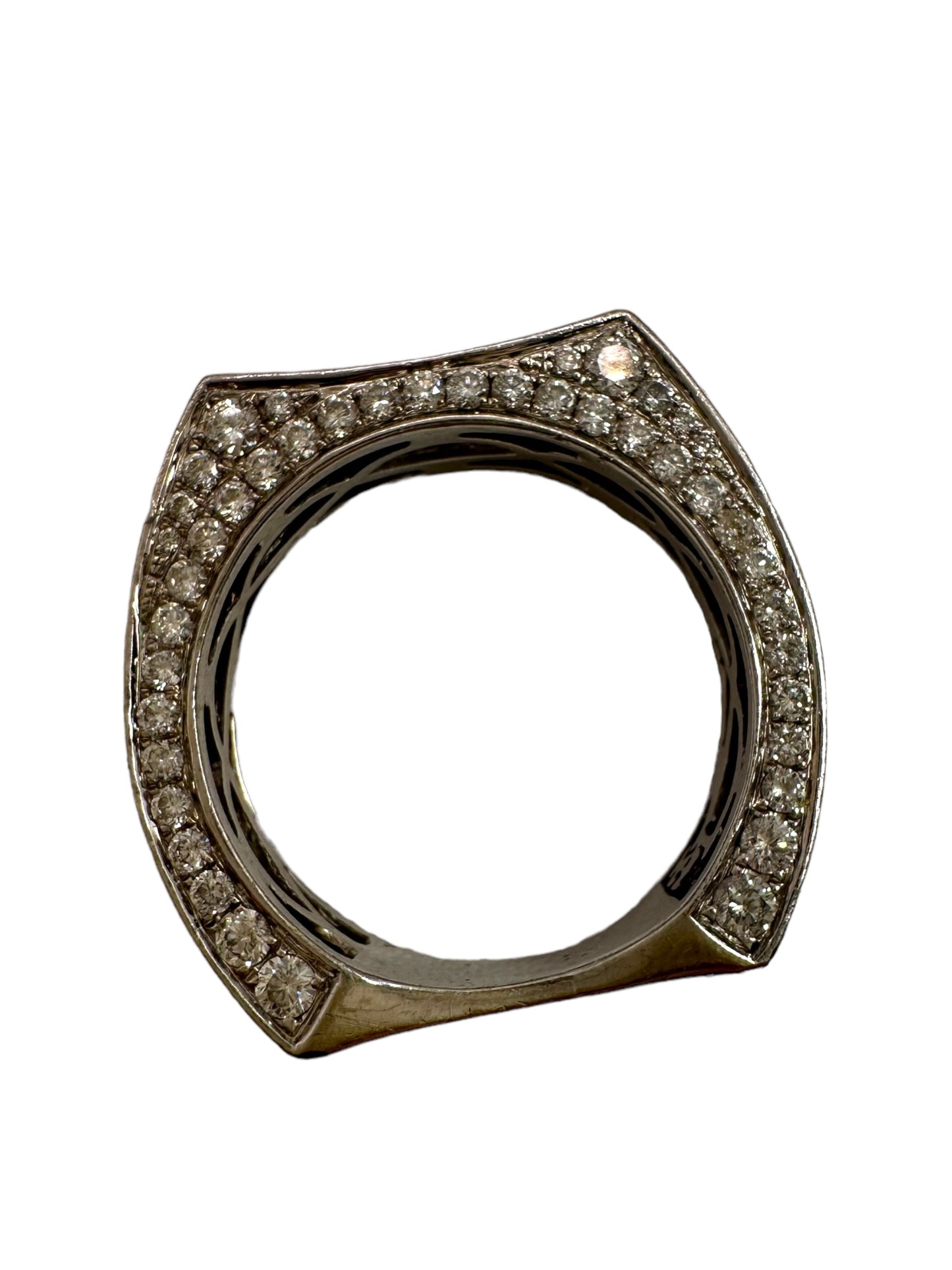 14k White Gold Geometric Diamond Ring