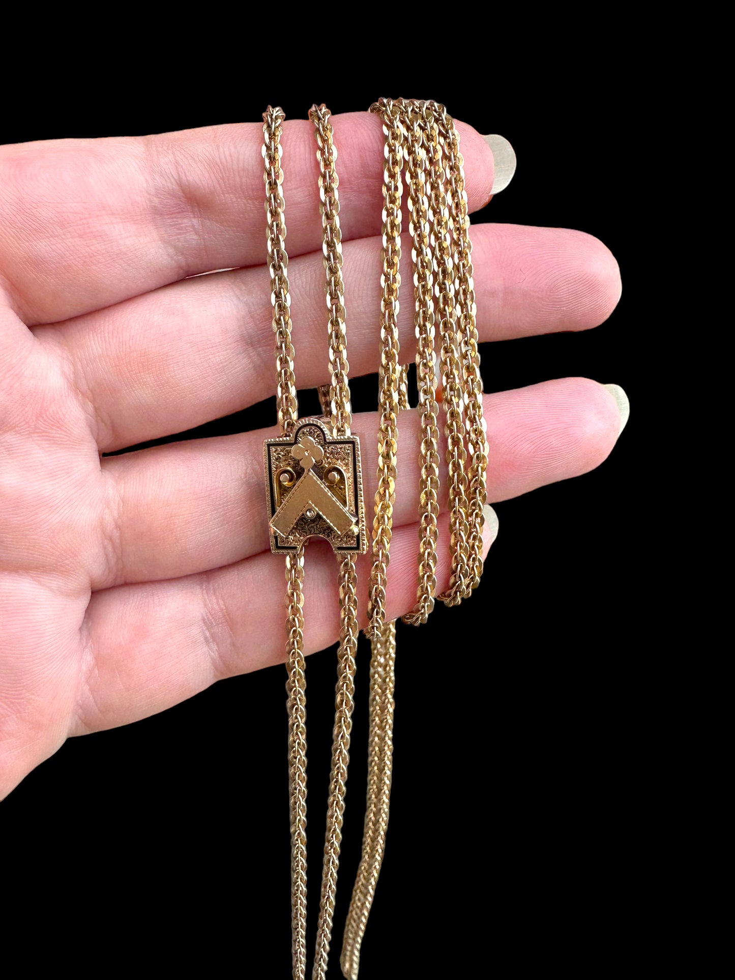 14k Victorian Slide Long-guard Necklace