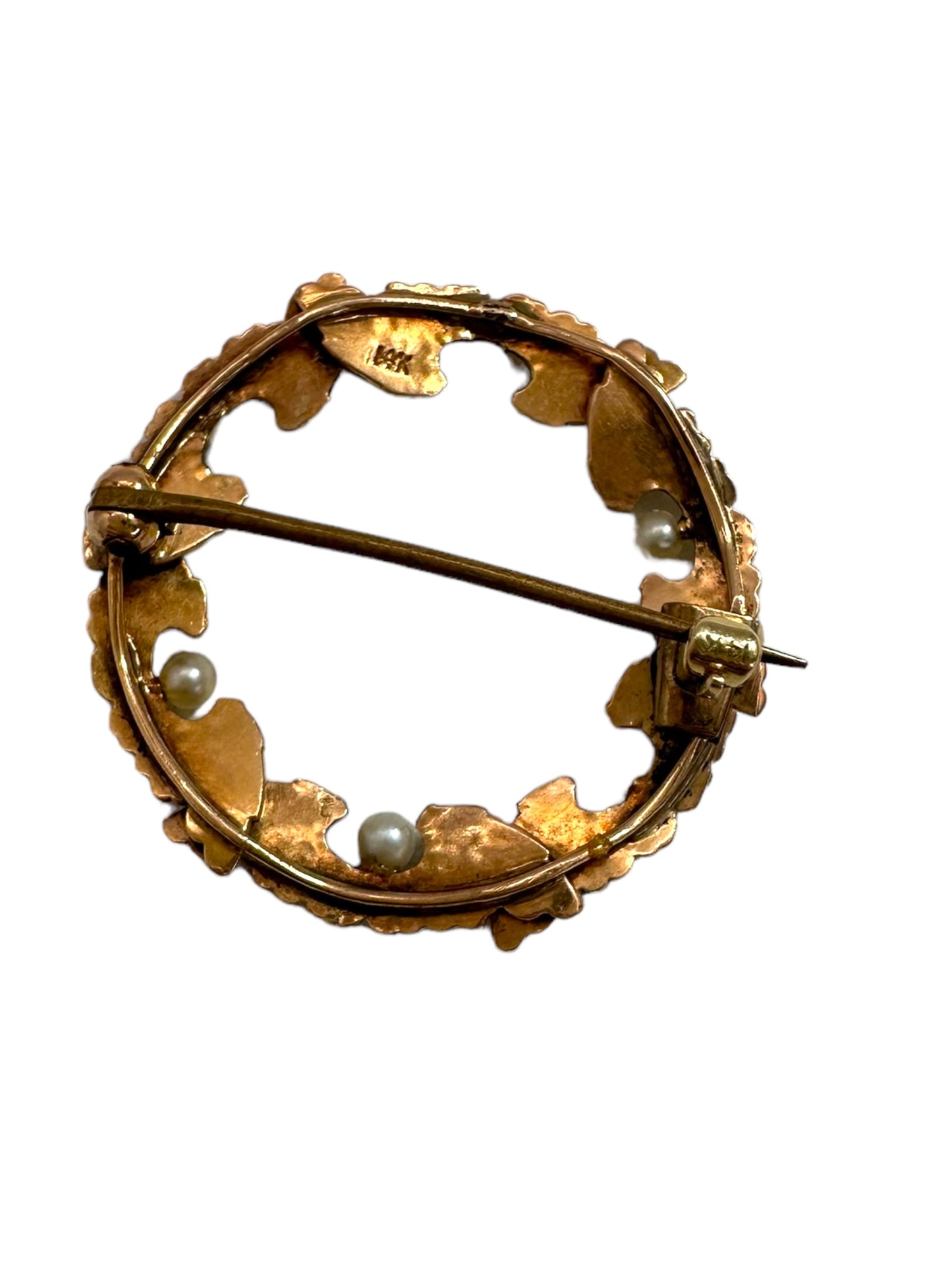 14k Art Nouveau Wing Pearl Pin