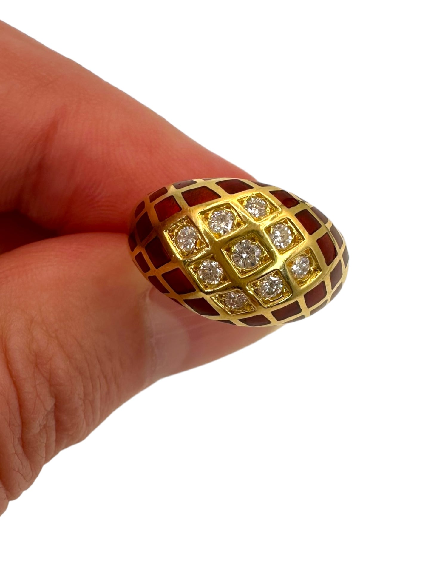 18k Mauboussin Enamel Diamond Ring