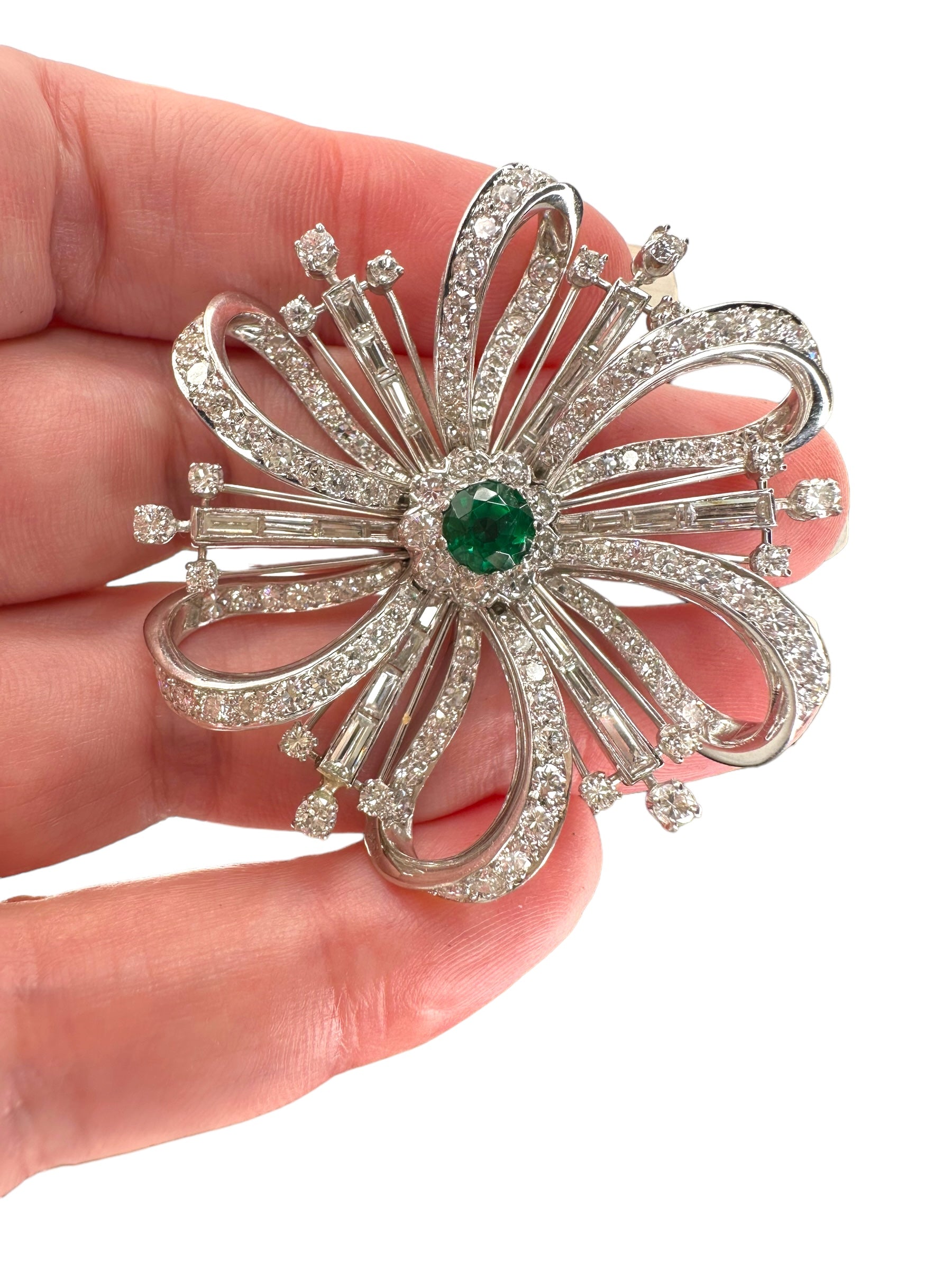 Platinum Emerald Diamond Pendant