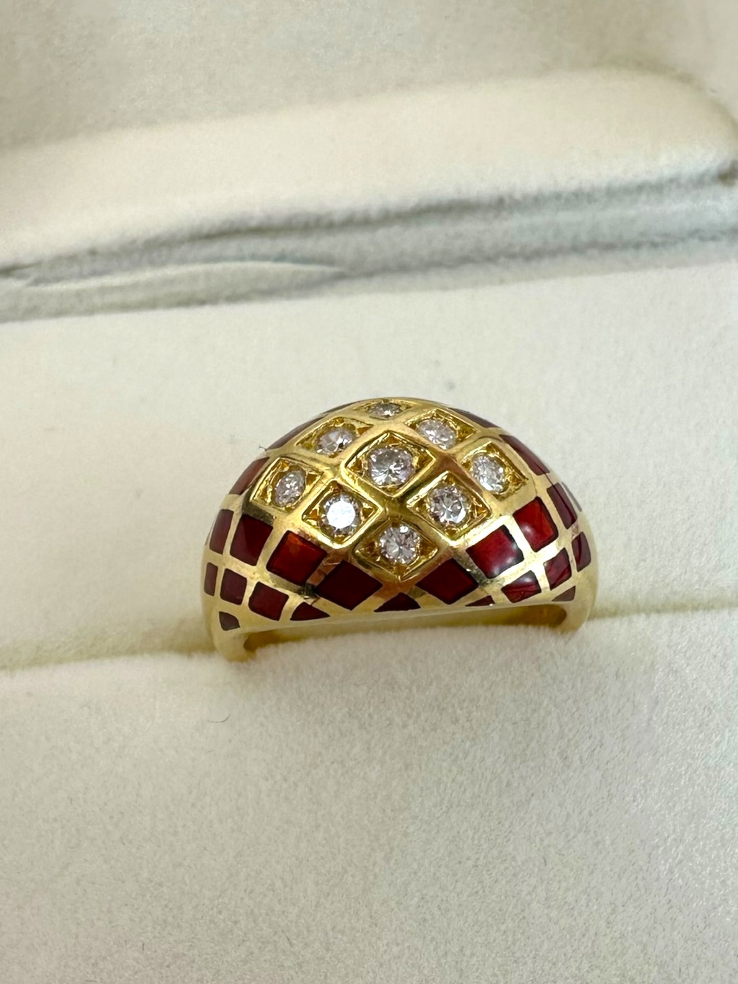 18k Mauboussin Enamel Diamond Ring