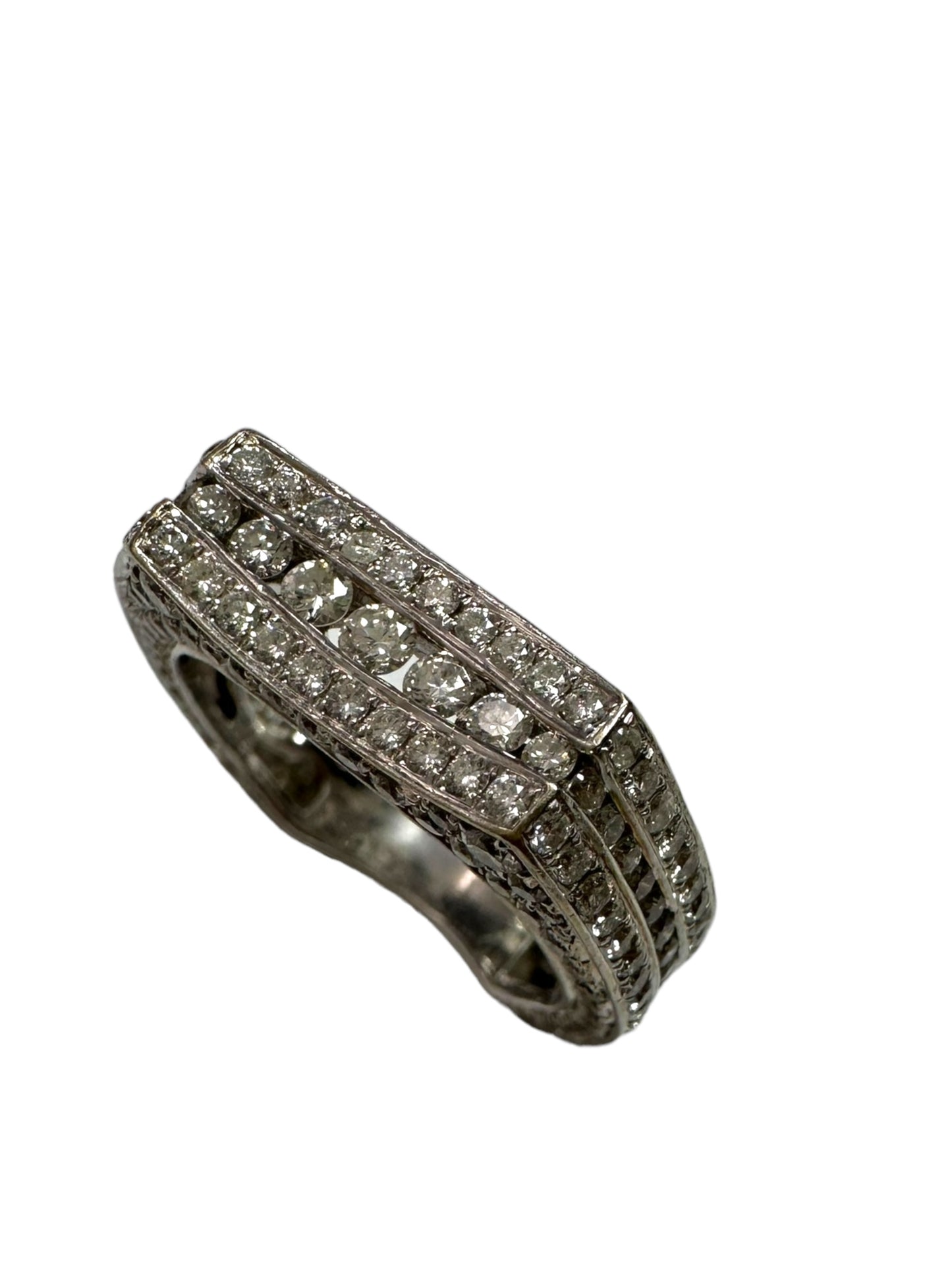 14k White Gold Geometric Diamond Ring
