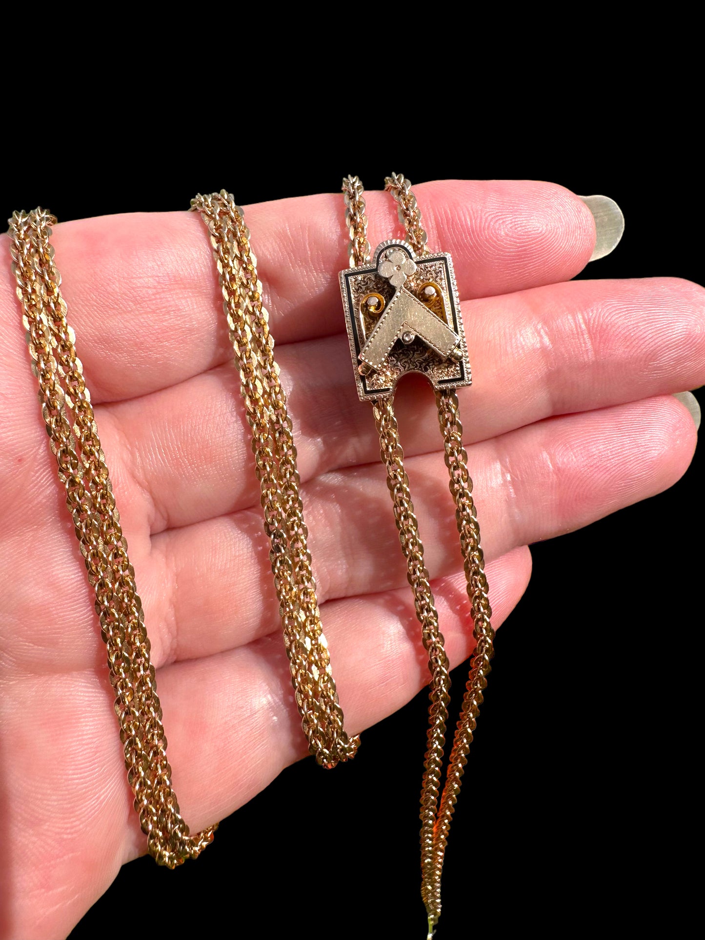14k Victorian Slide Long-guard Necklace