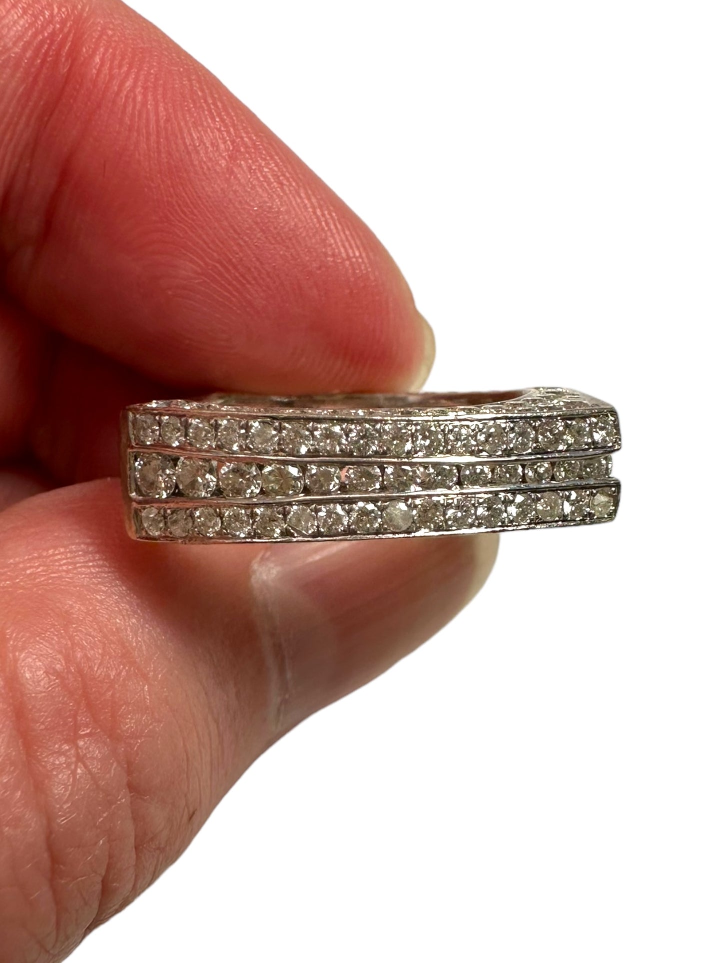 14k White Gold Geometric Diamond Ring
