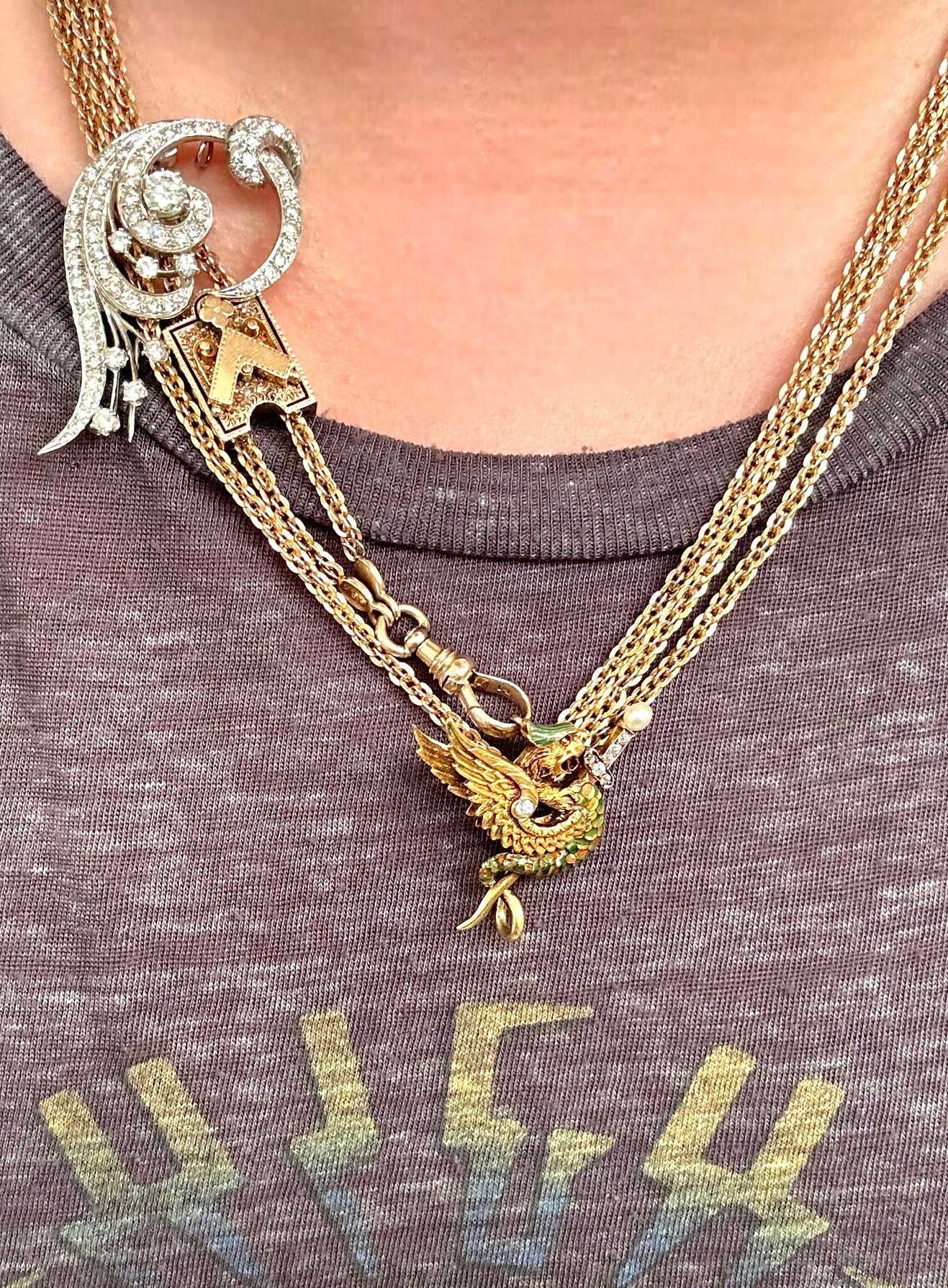 14k Victorian Slide Long-guard Necklace