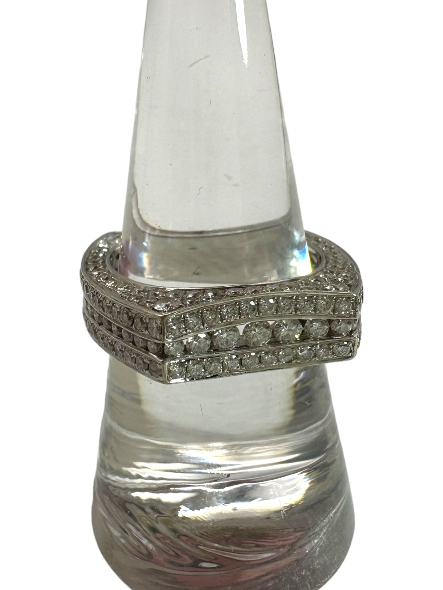 14k White Gold Geometric Diamond Ring