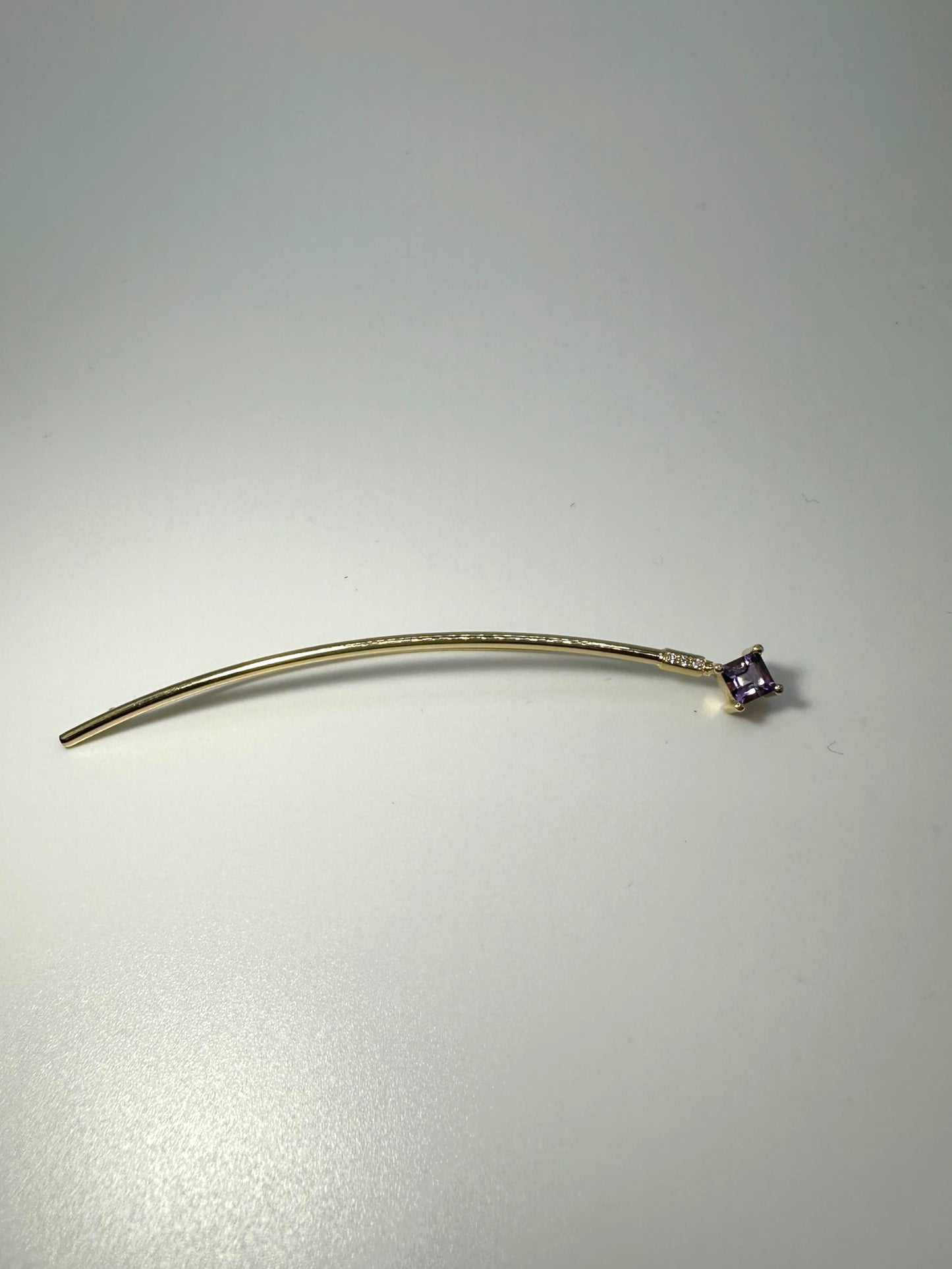 14k Amethyst Diamond Pin