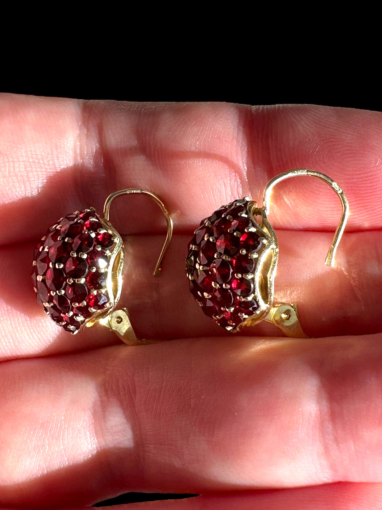 14k Garnet Drop Earrings