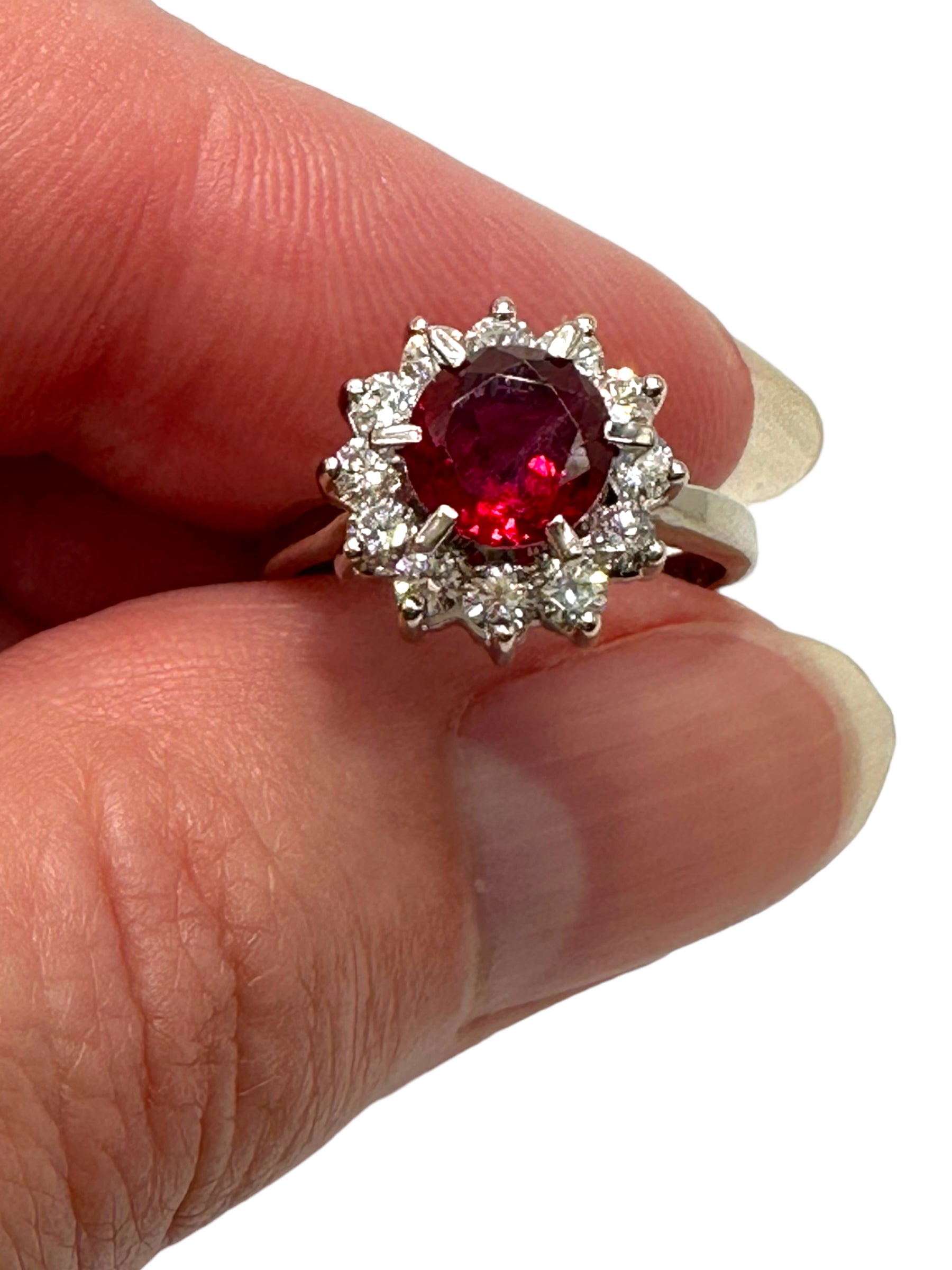 18k Ruby Diamond Halo Ring