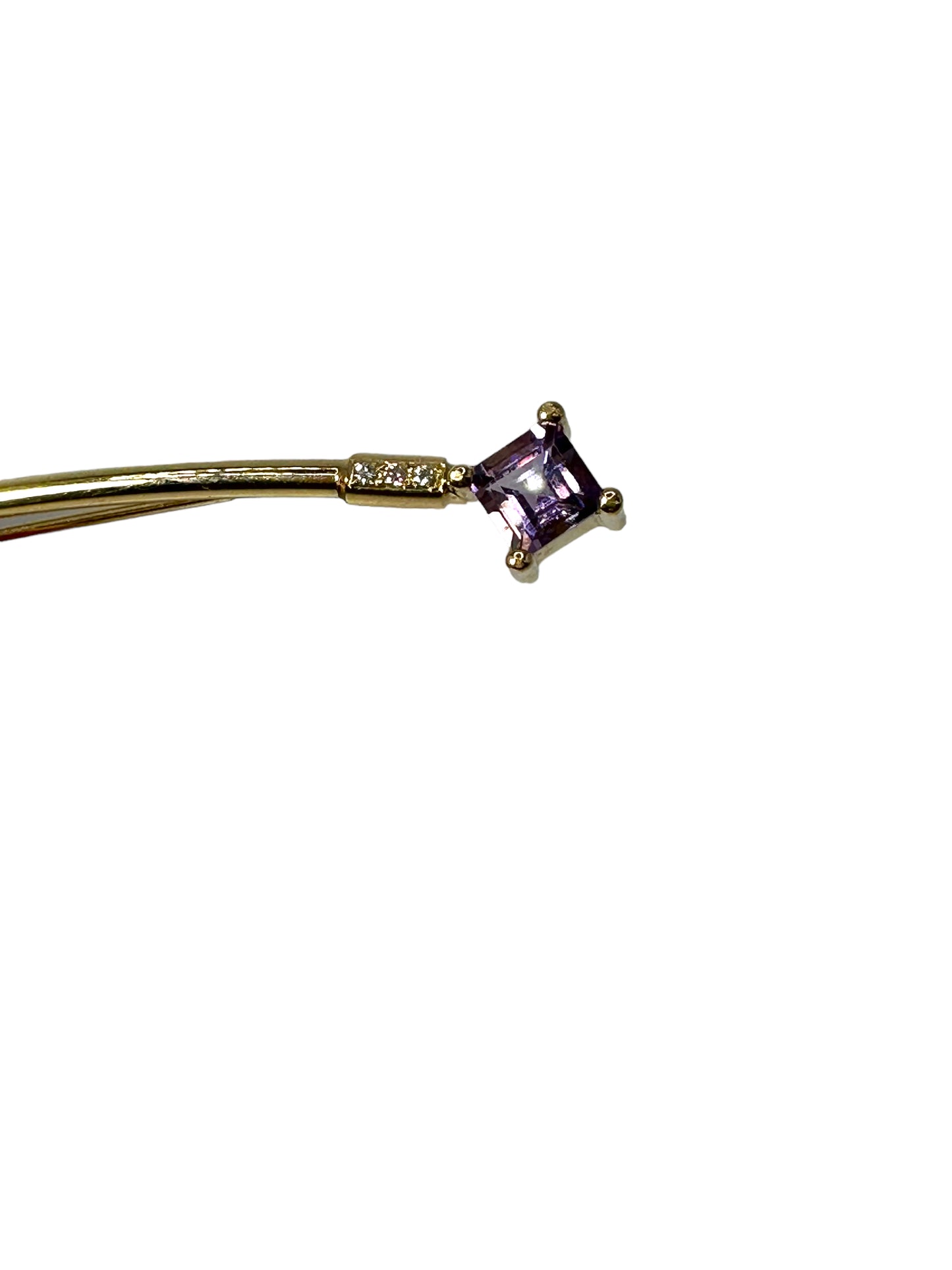 14k Amethyst Diamond Pin