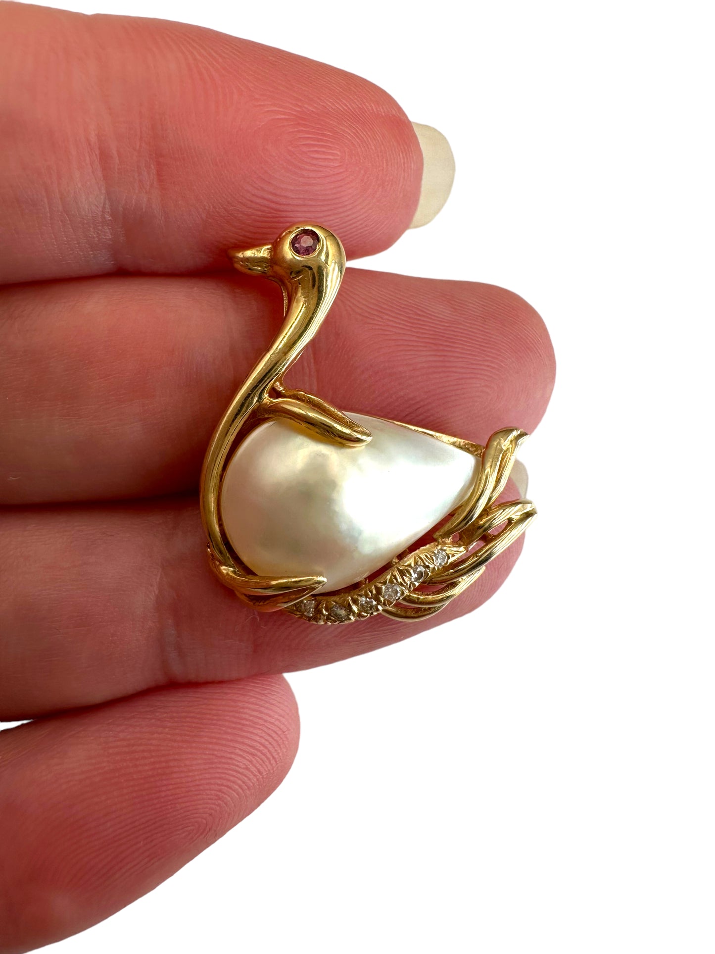 14k Mabe Swan Pin