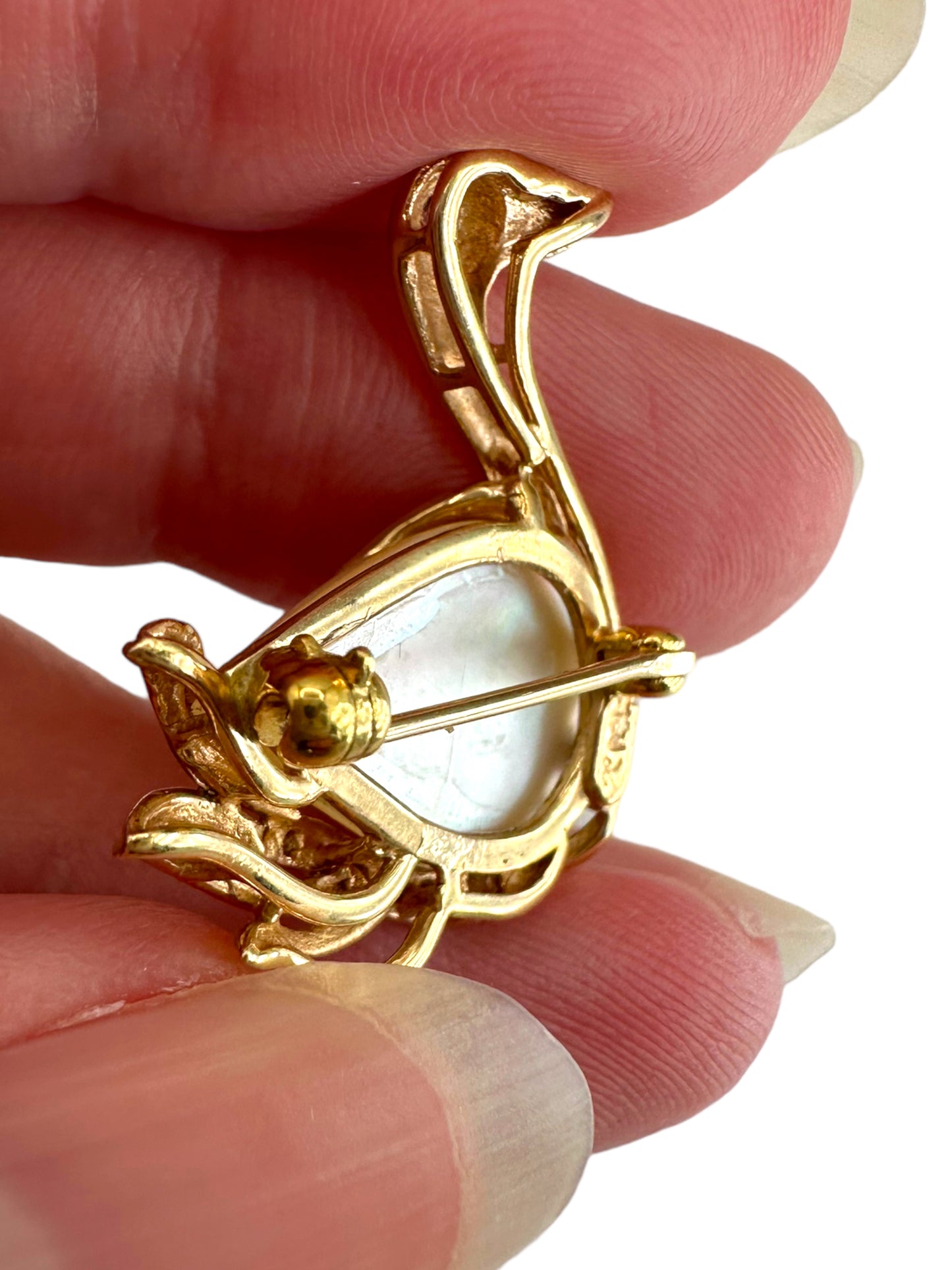 14k Mabe Swan Pin