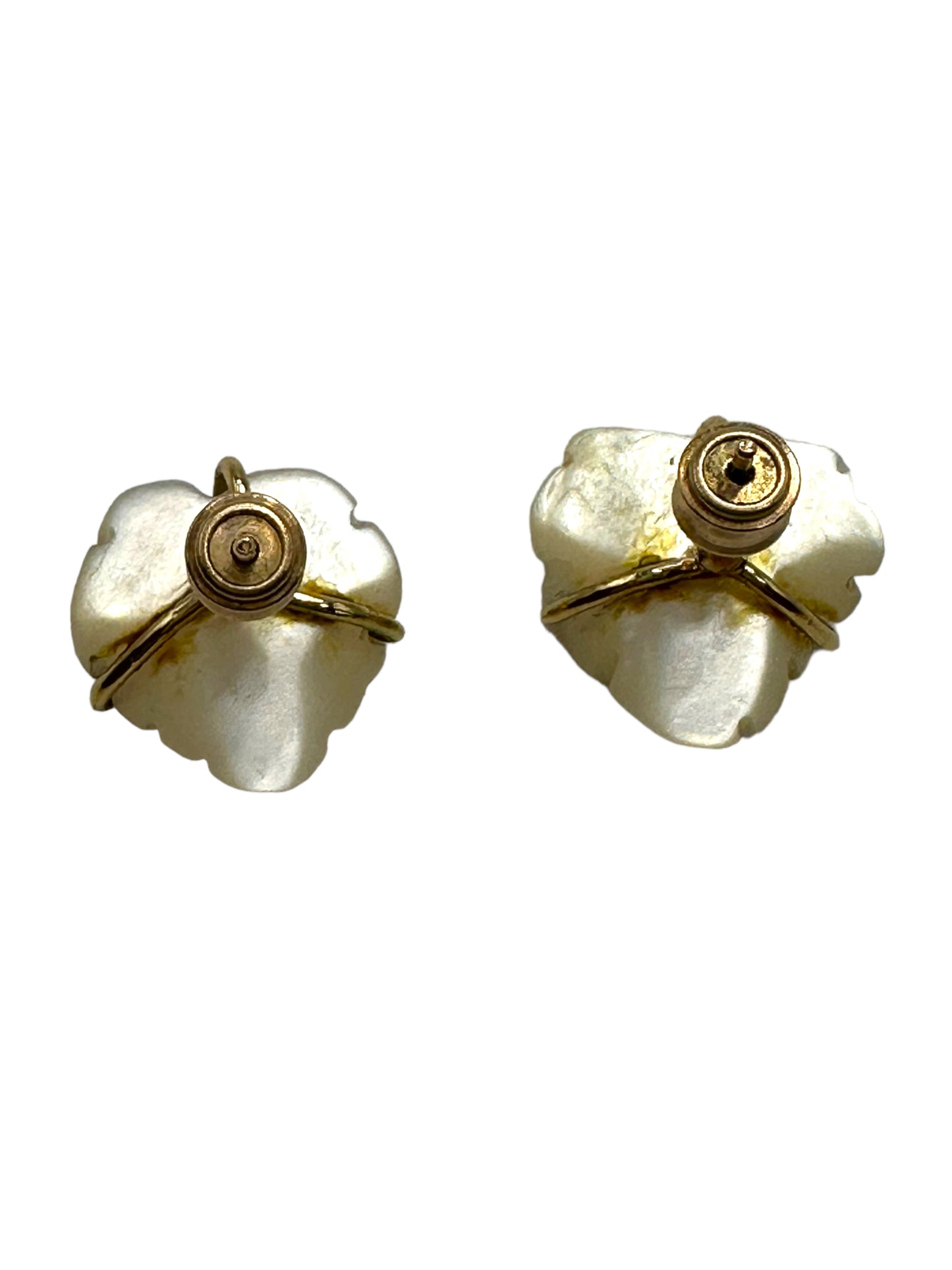 14k MOP Diamond Leaf Earrings