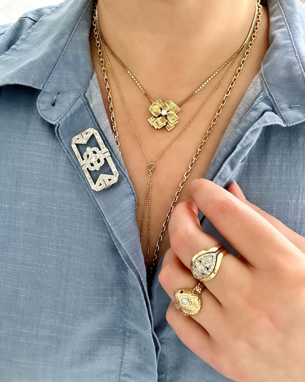 14k Geometric Pendant Necklace