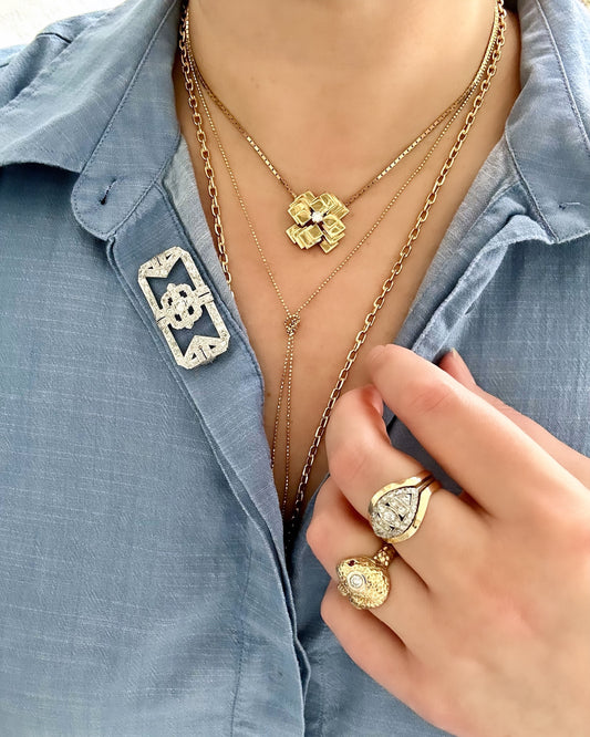 14k Geometric Pendant Necklace