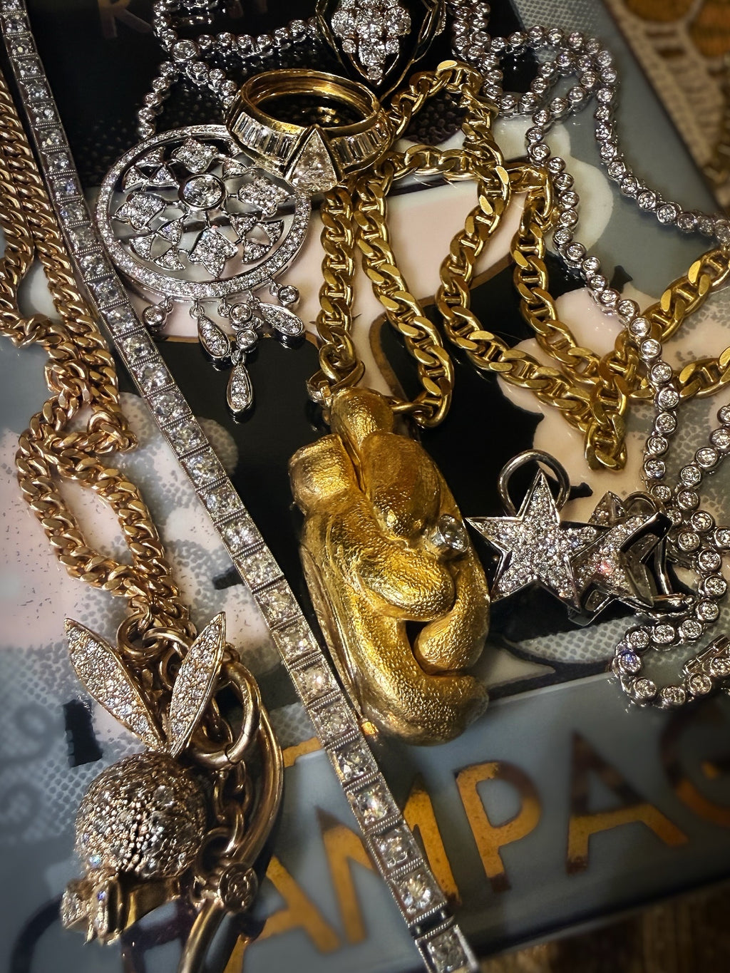 18k Signed Trophy Boxing Gloves Pendant