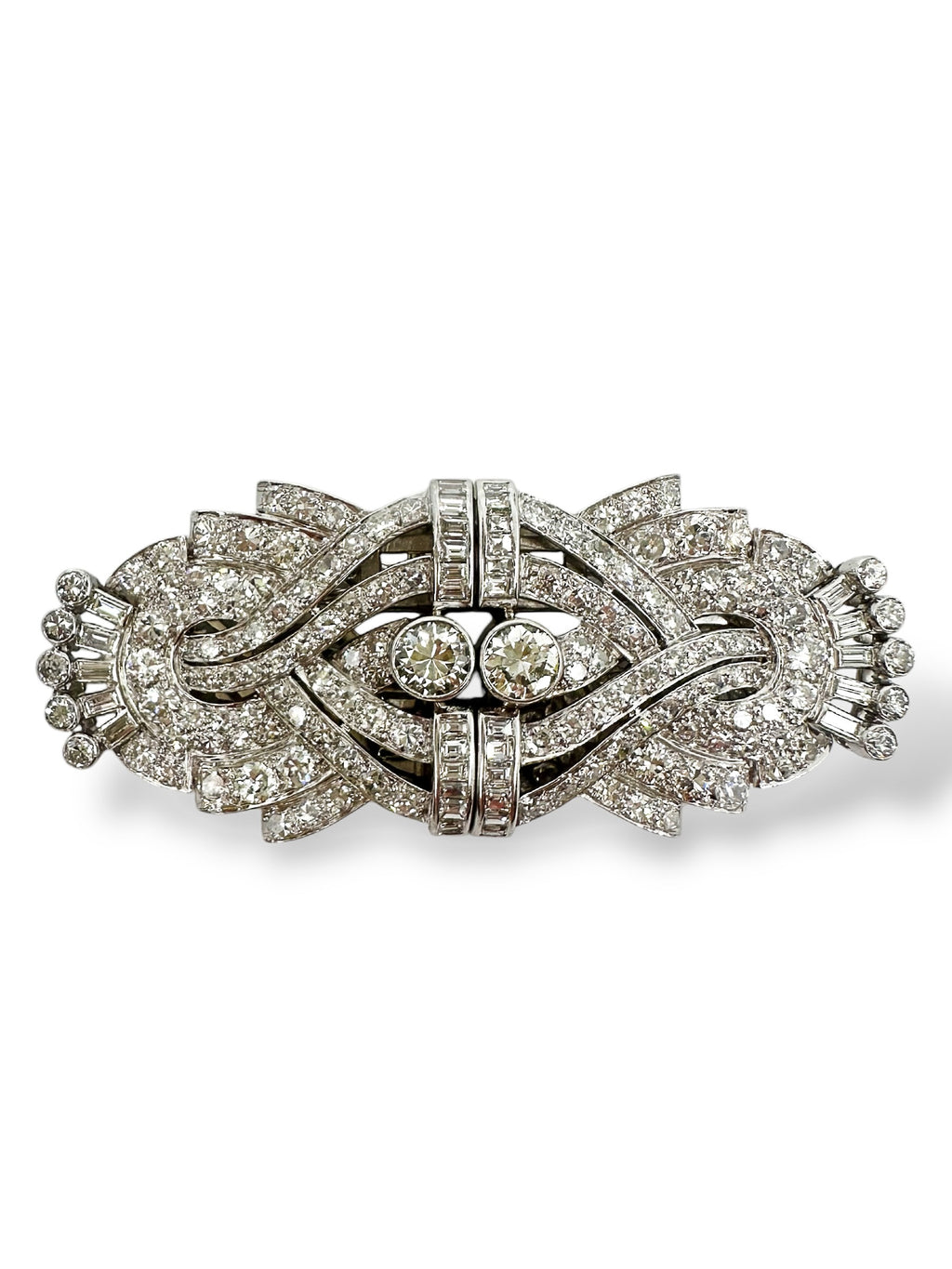 Platinum Diamond Dress Clips/ Double Brooch