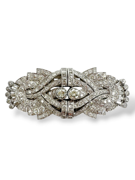 Platinum Diamond Dress Clips/ Double Brooch