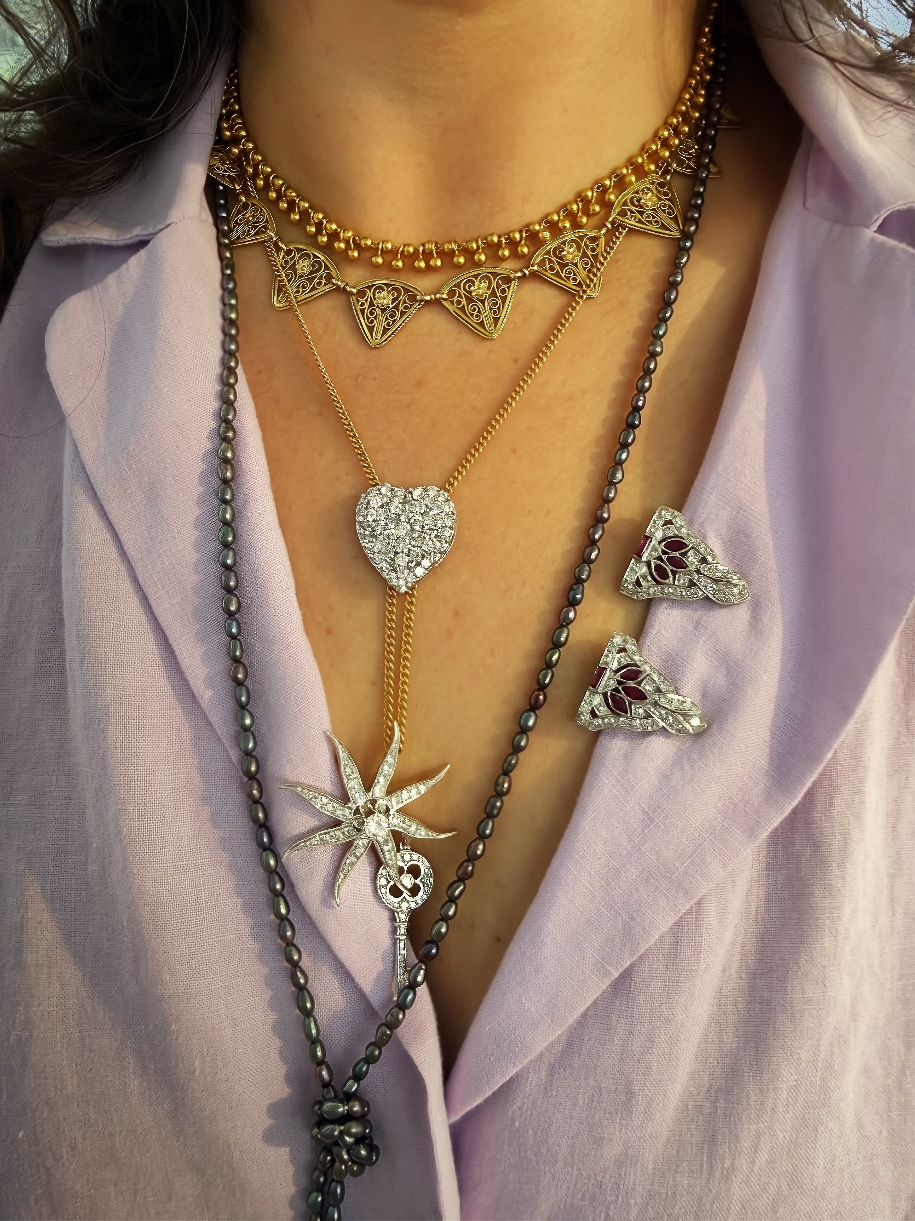 14k Diamond Heart Slide Pendant
