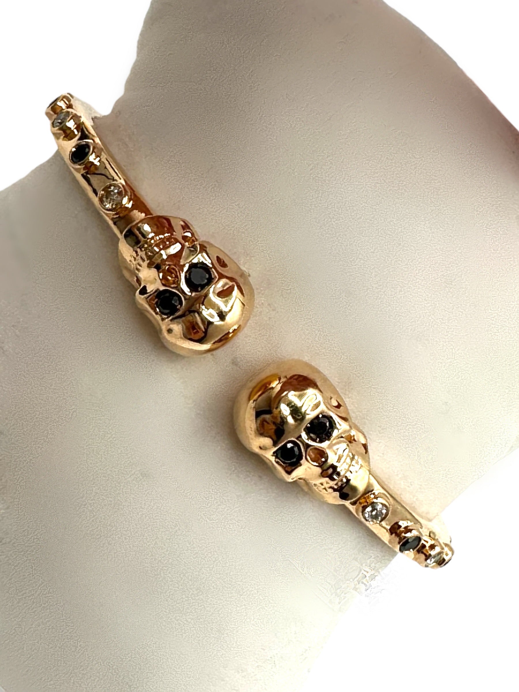 18k Rose Gold Diamond Skull Bangle Bracelet