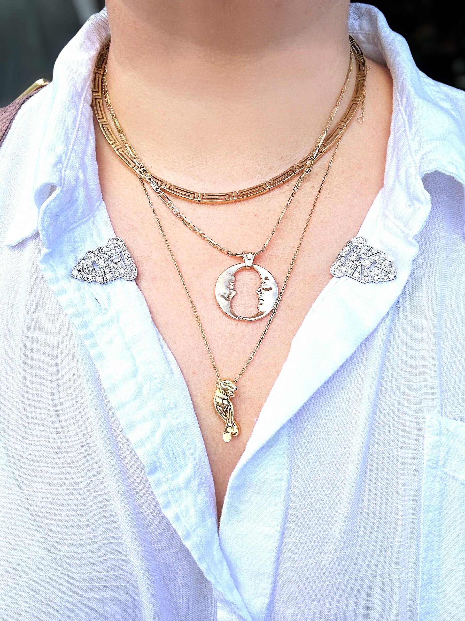 14k Diamond Moon Pendant