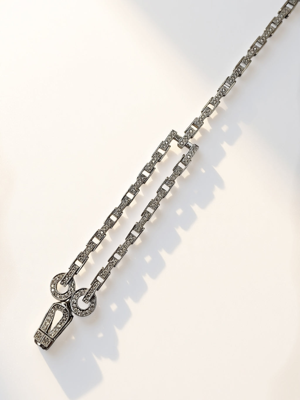 14k Diamond Bar Chain Link Bracelet Hook & Eye Closure
