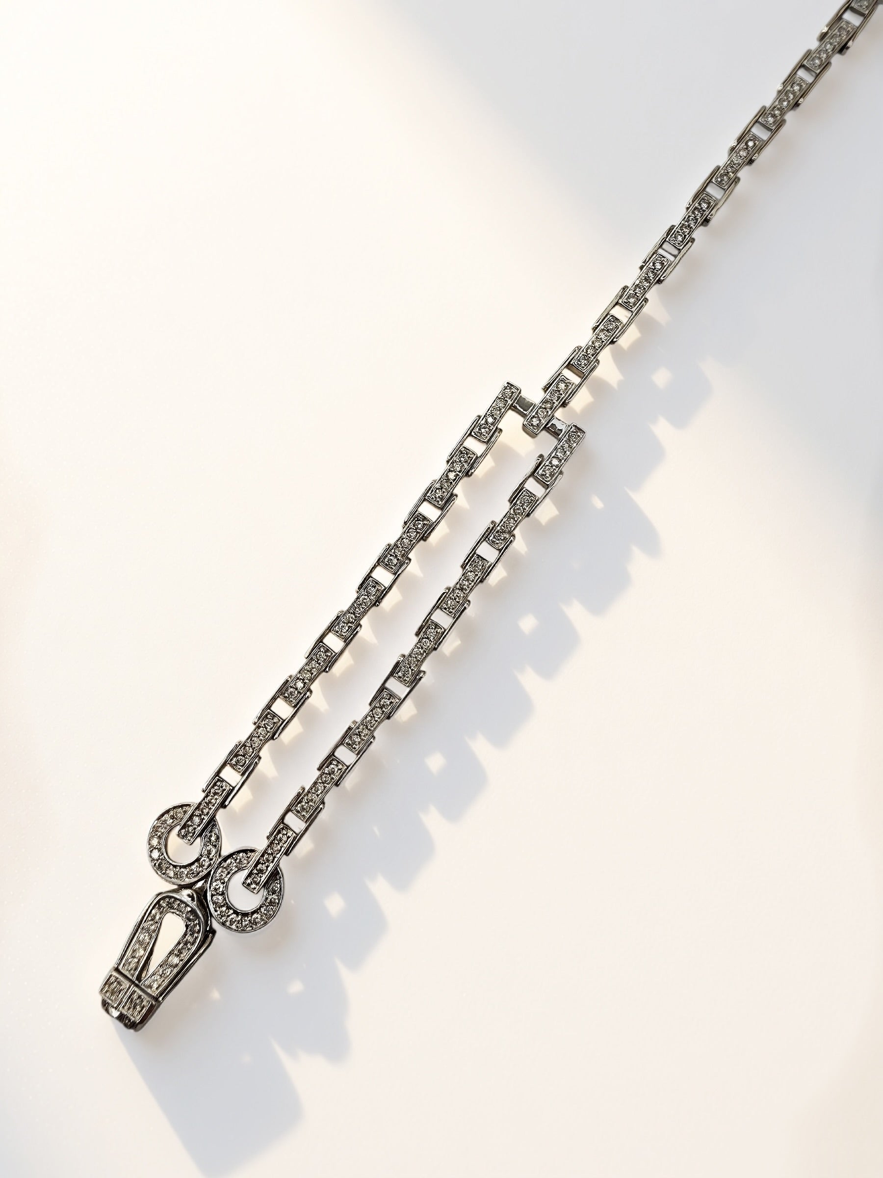 14k Diamond Bar Chain Link Bracelet Hook & Eye Closure