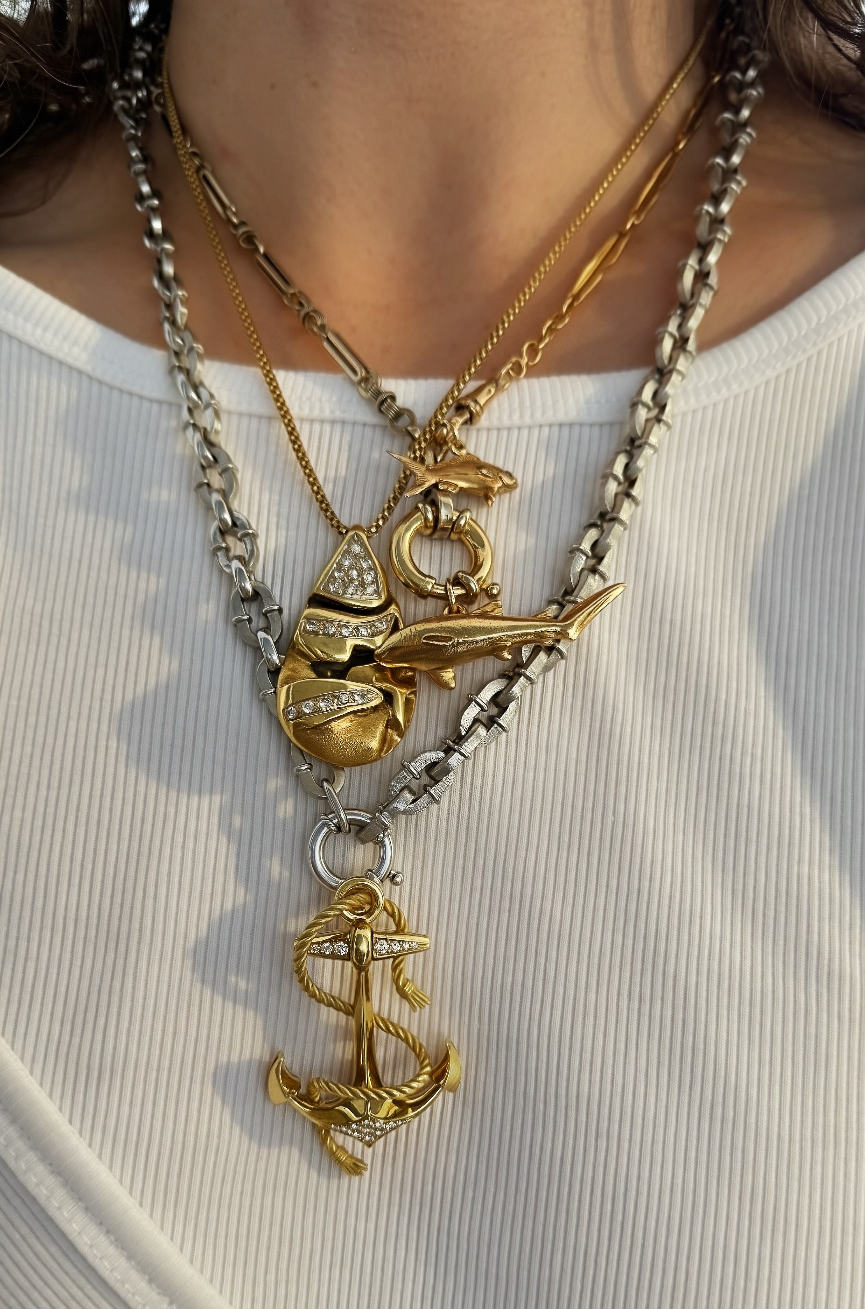 18k Diamond Abstract Drop Pendant