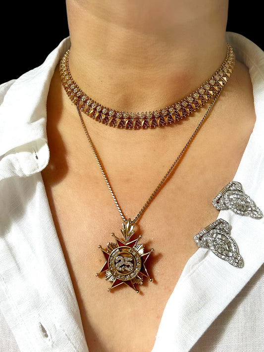 18k Flower Spike Collar Necklace