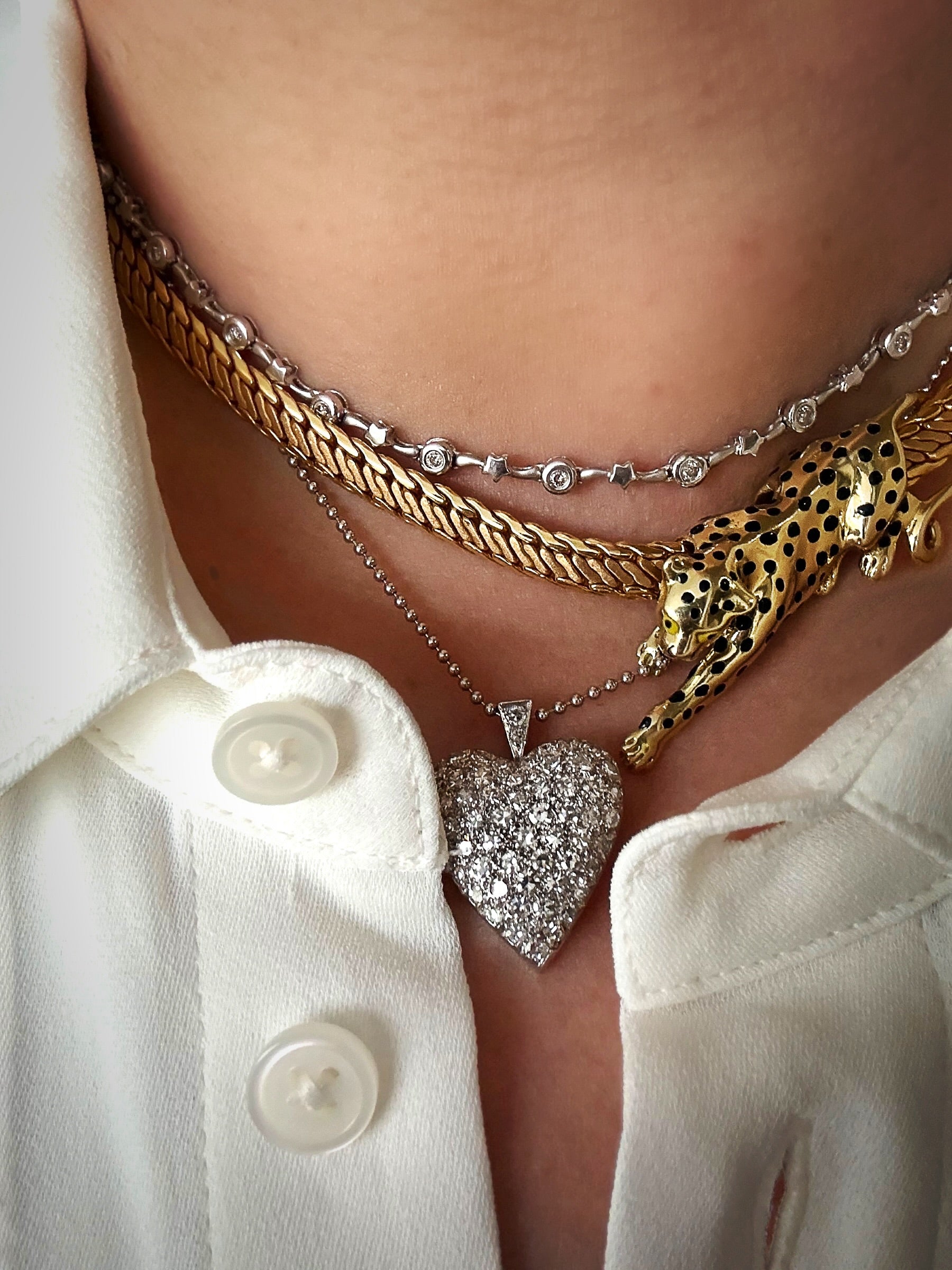Platinum Diamond Heart Pendant and Chain