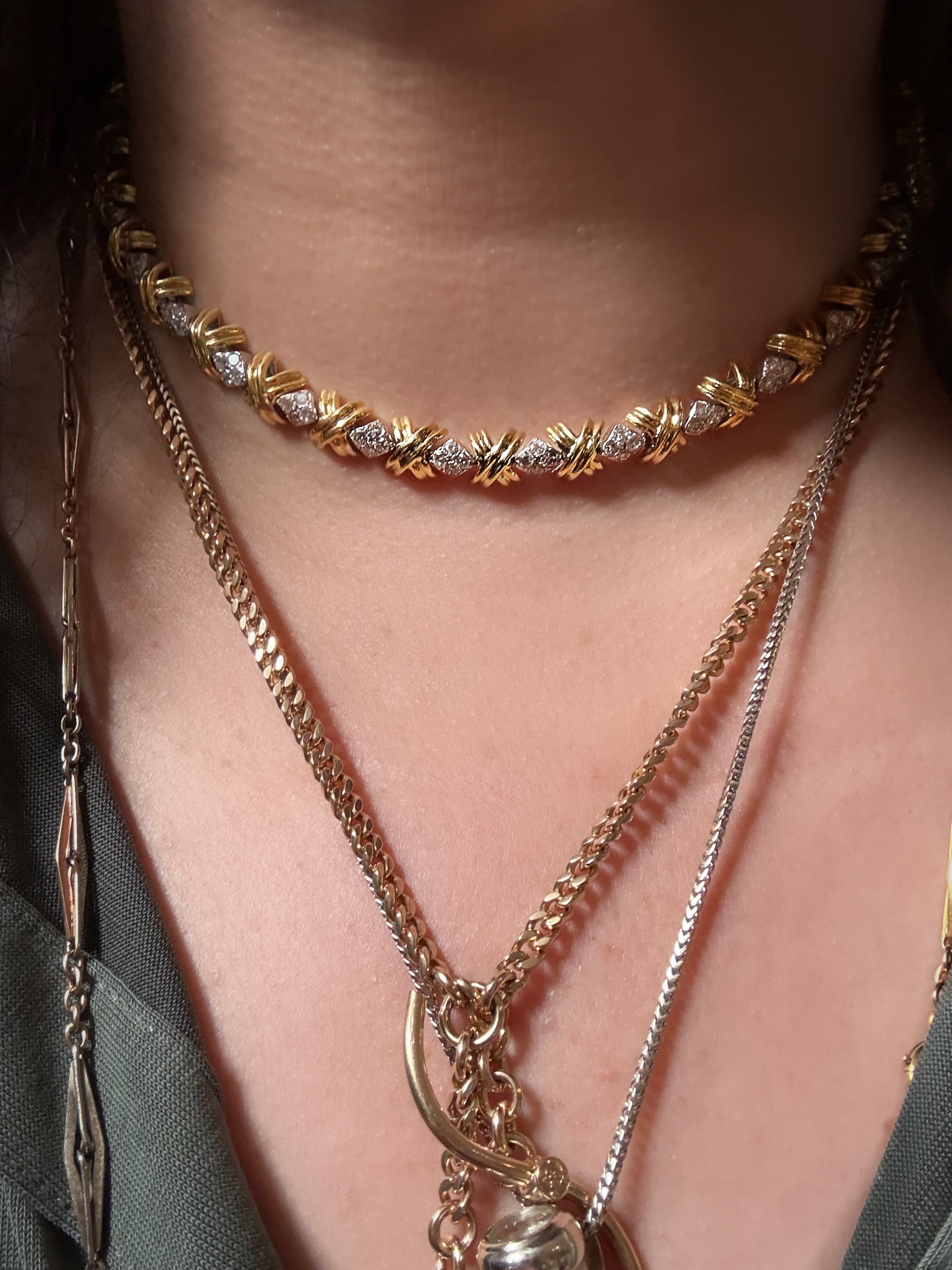 18k Diamond X Collar Necklace