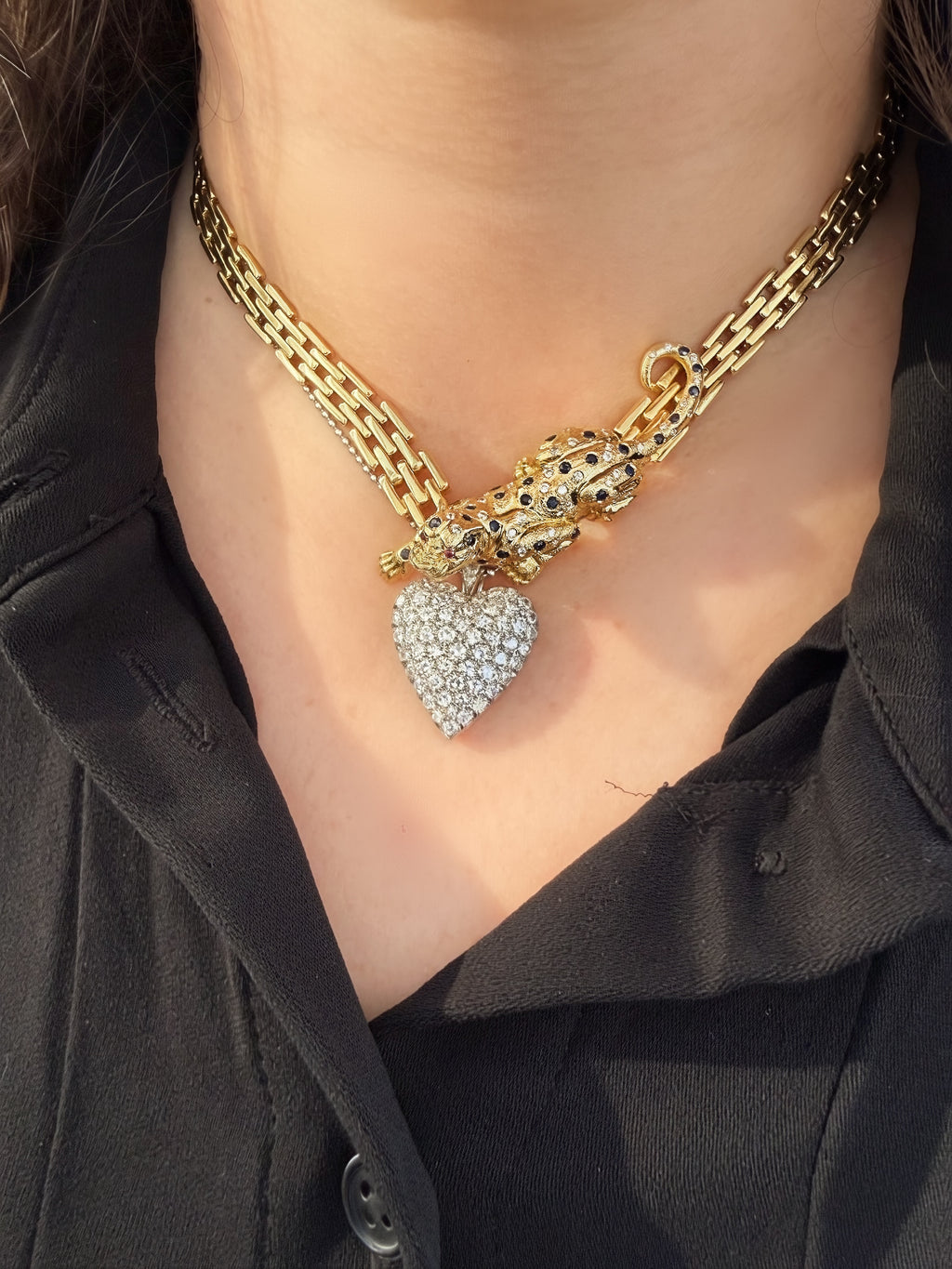 Platinum Diamond Heart Pendant and Chain