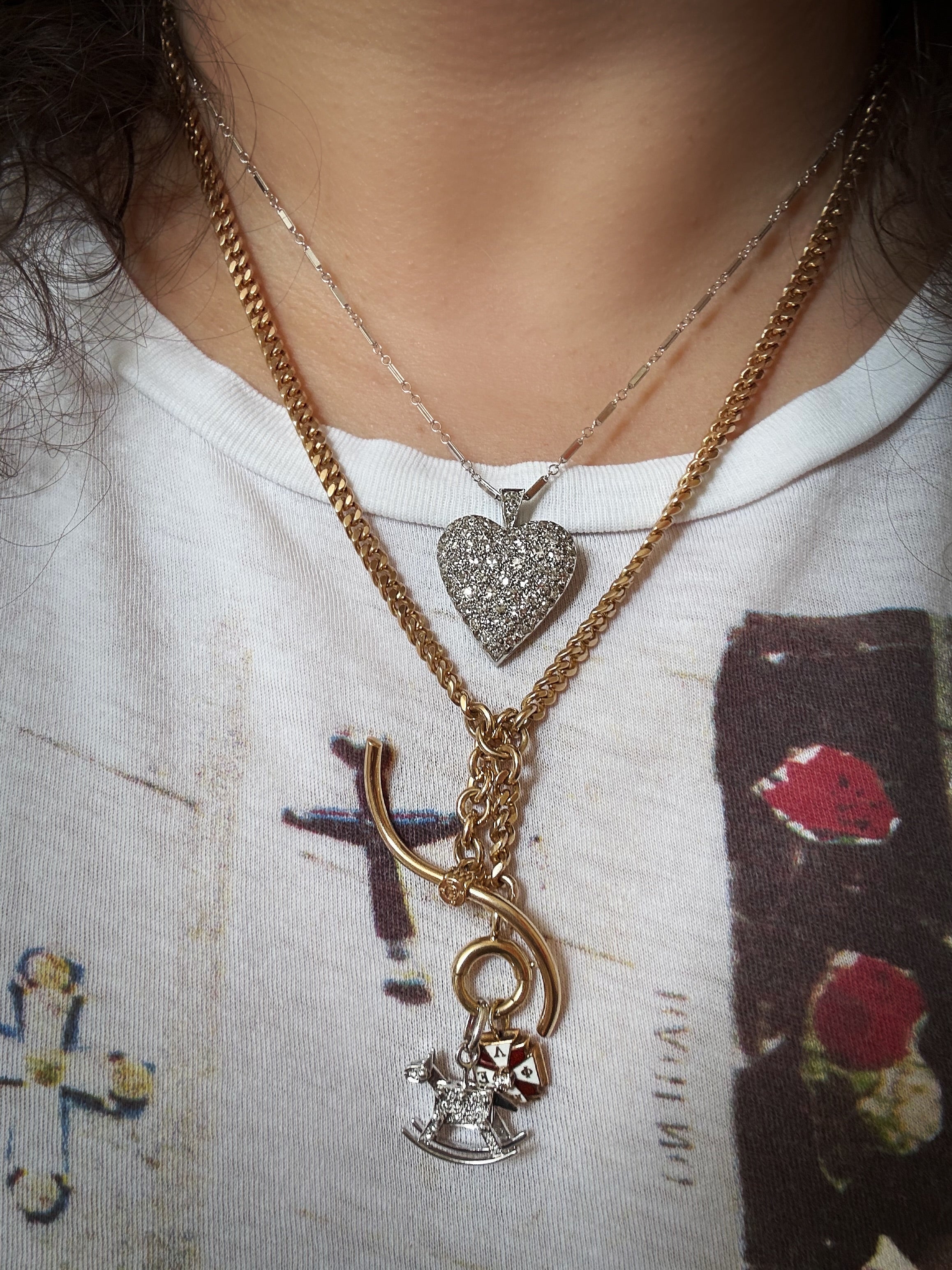 Platinum Diamond Heart Pendant and Chain