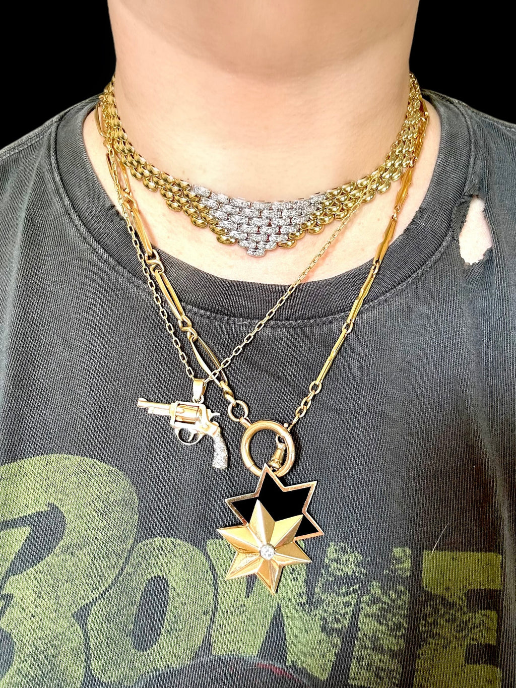 14k Diamond Panther Link Collar Necklace