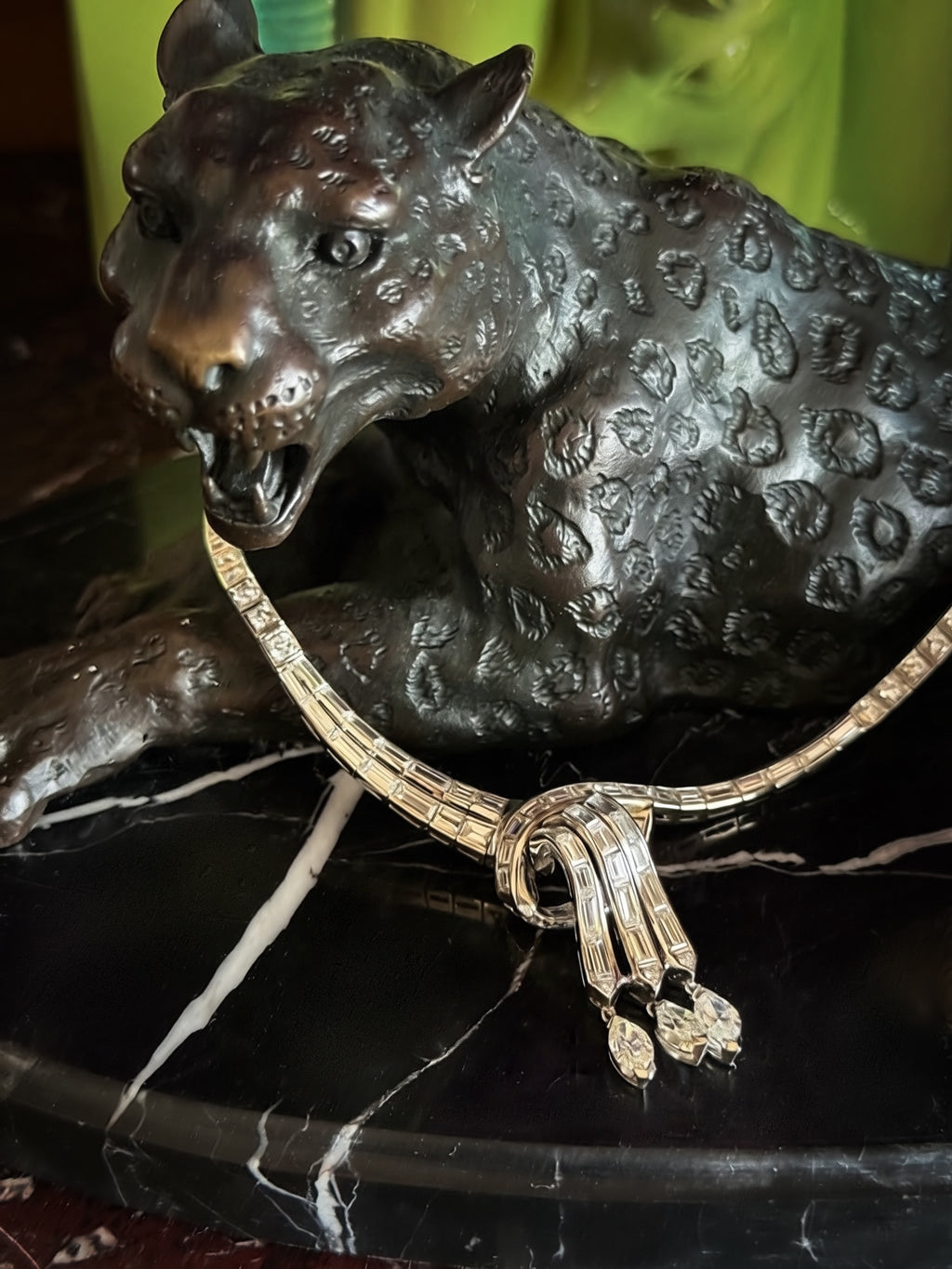 Retro Platinum Diamond Dinner Necklace