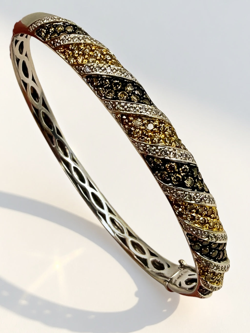14k Fancy Colored Diamond Bangle Bracelet