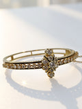 14k Victorian Style Diamond Enamel Bangle Bracelet