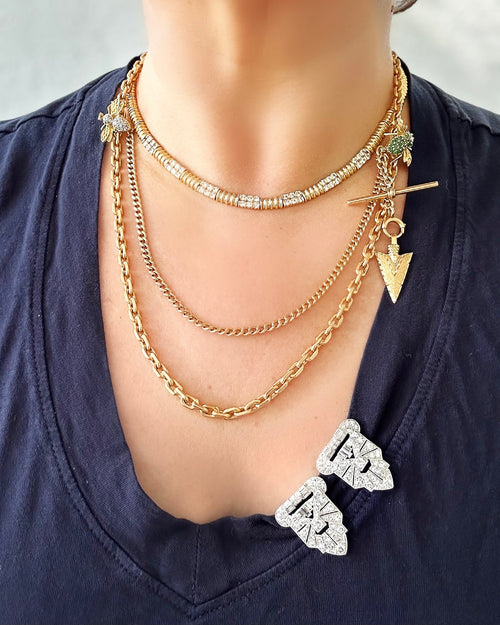 14k Curb T- Bar Watch Chain