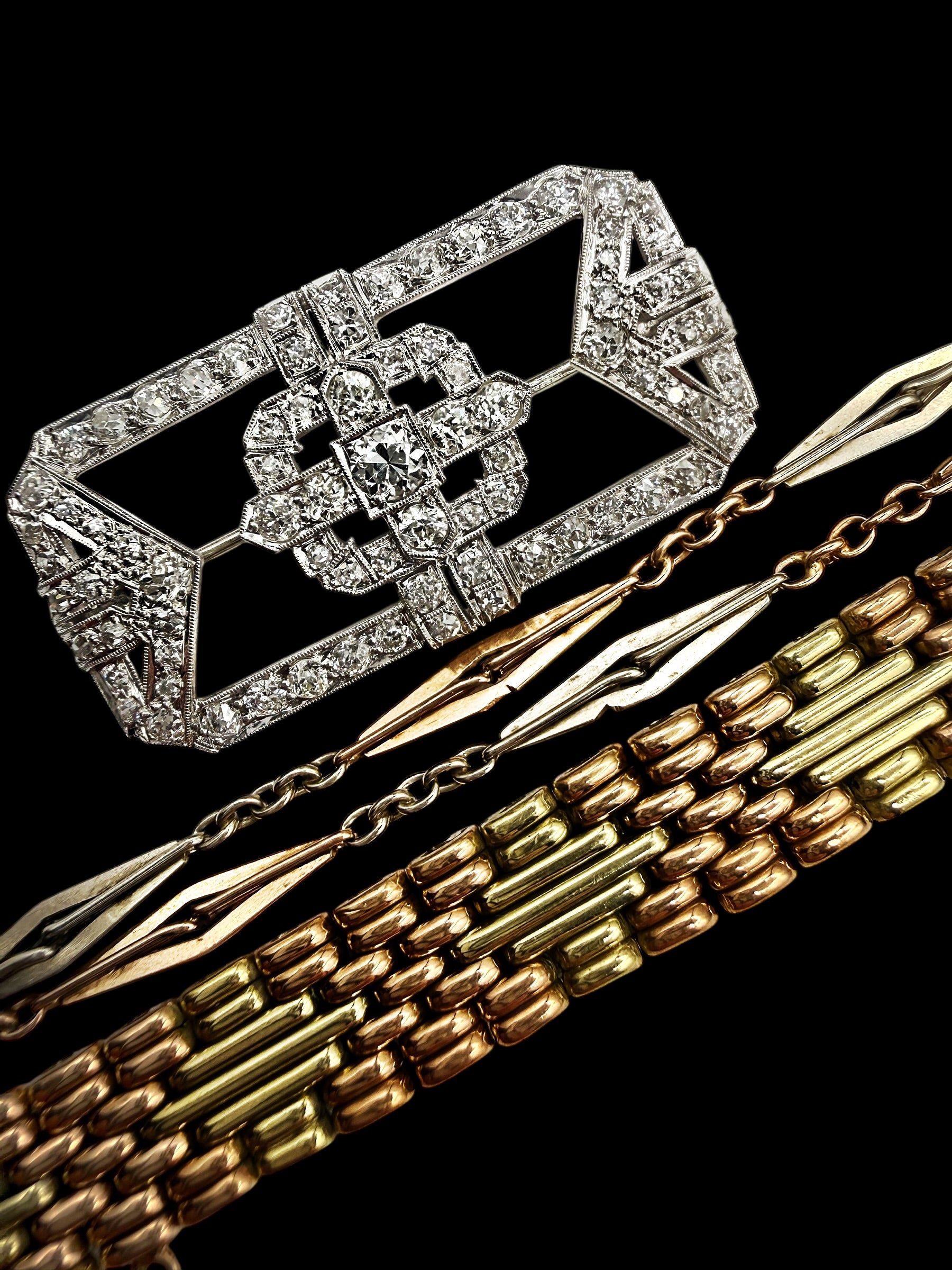 Art Deco Platinum Diamond Brooch