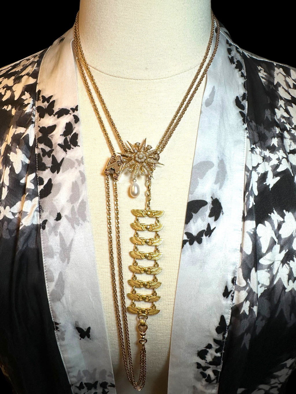 15k Victorian Pearl Starburst Brooch