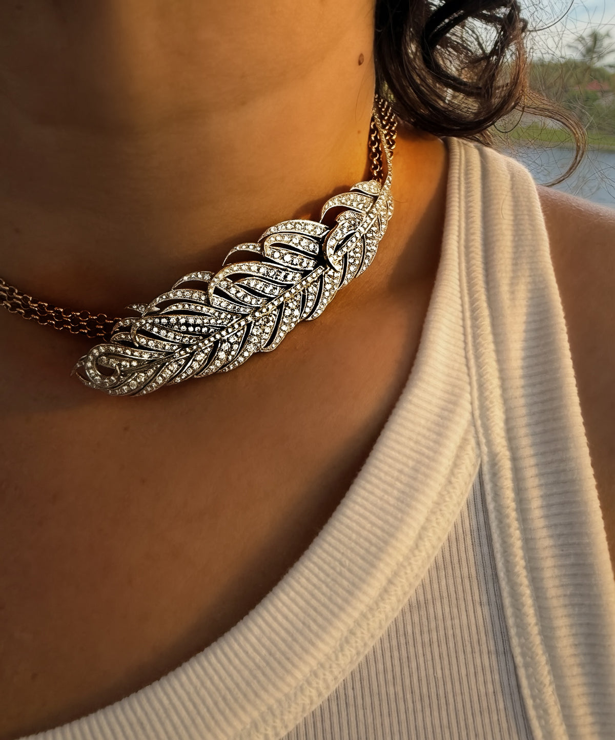Platinum/ 18k Diamond Feather Brooch (view 21)