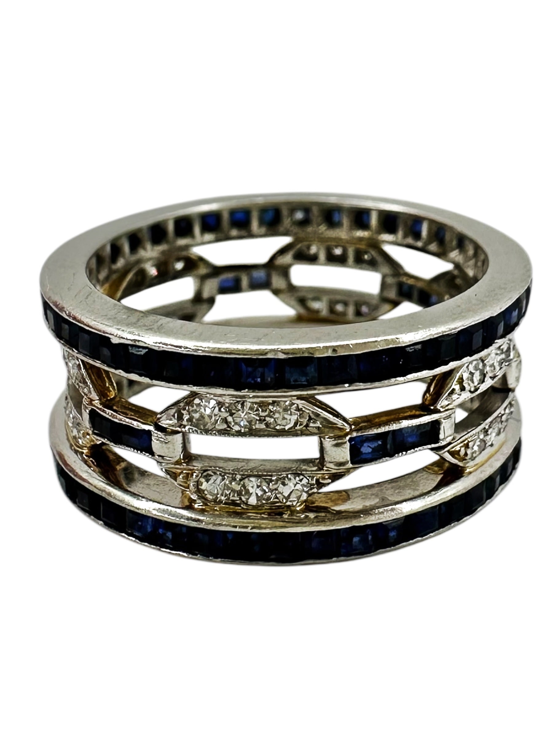 Platinum Sapphire Diamond Eternity Ring