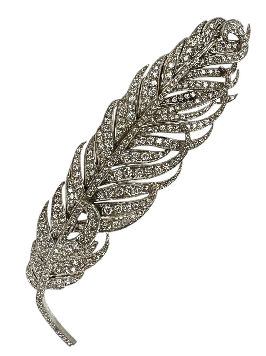 Platinum/ 18k Diamond Feather Brooch