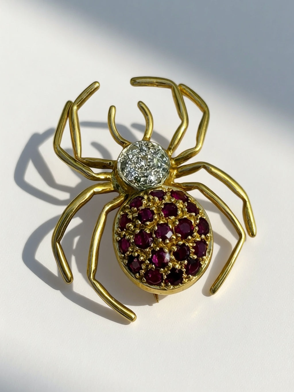14k Ruby Diamond Spider Pin