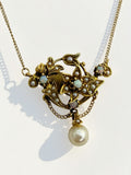 14k Opal Pearl Delicate En Tremblant Flower Necklace