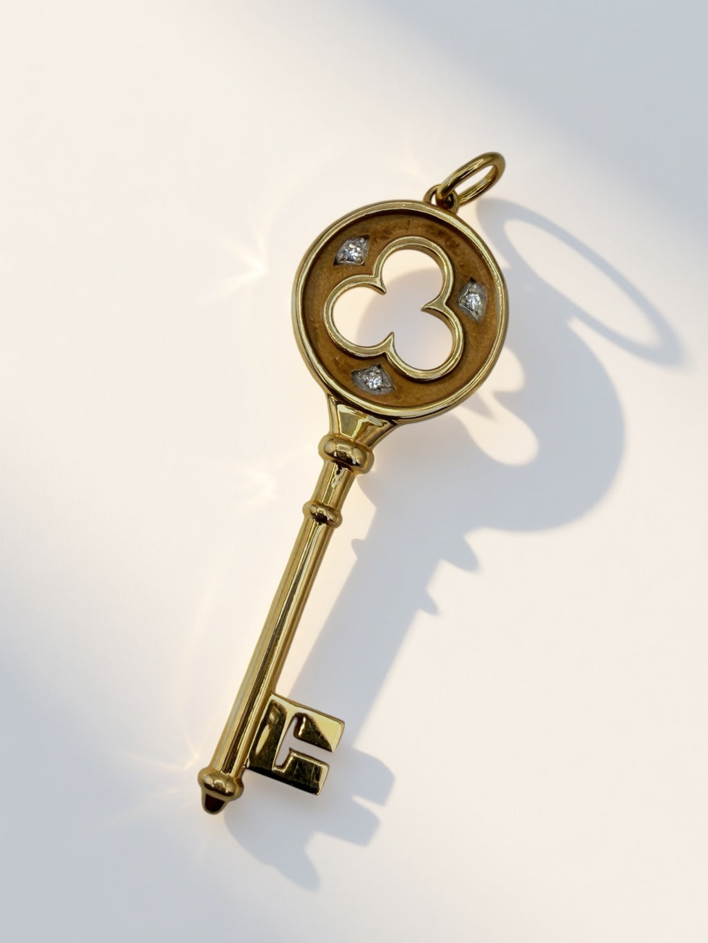 18k Tiffany Diamond Trefoil Key Pendant