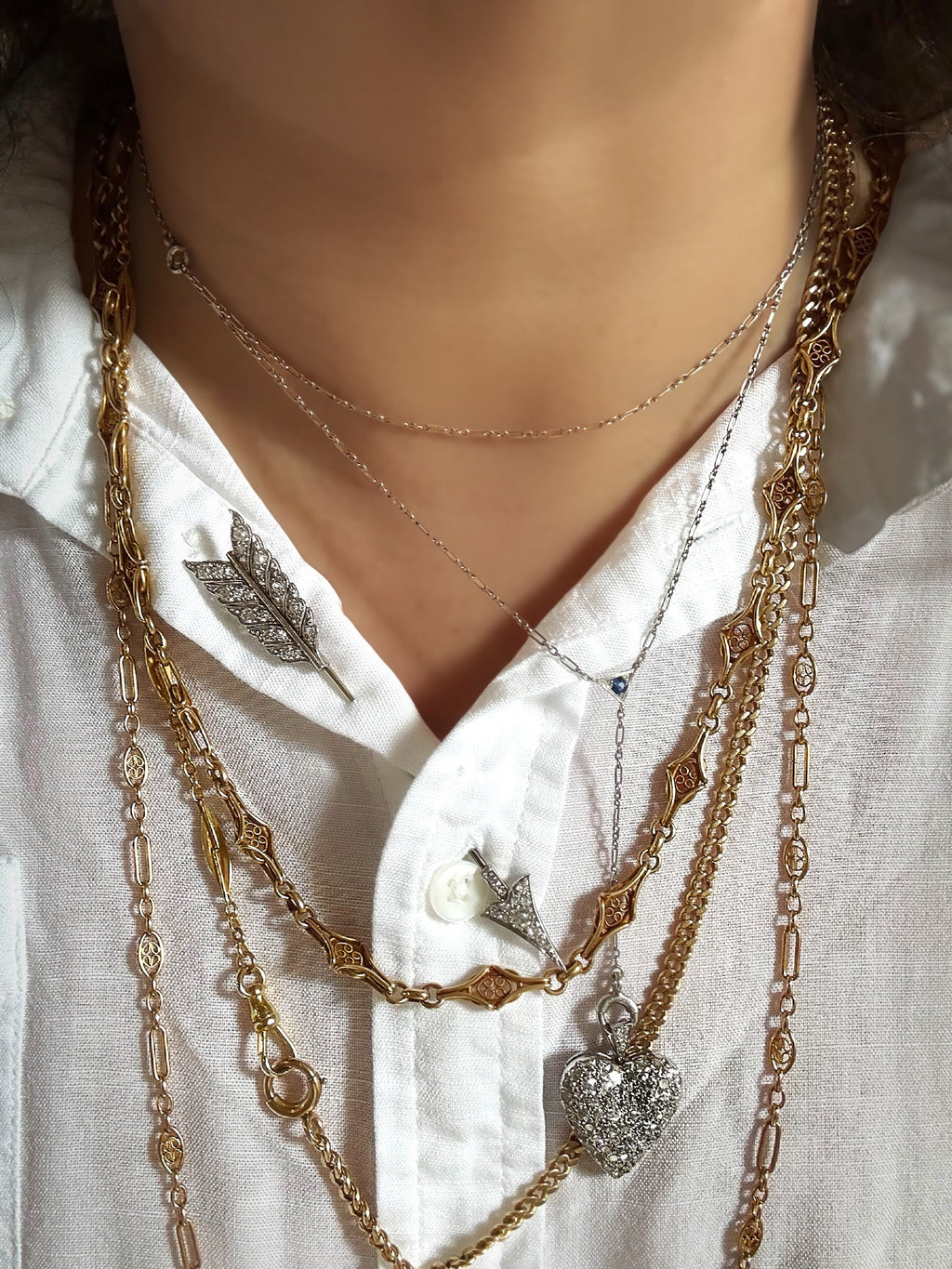 Platinum/18k Art Deco Arrow Brooch